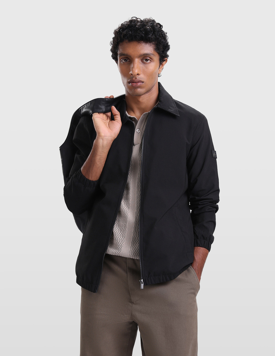 Arrow Sport Men Solid Bomber Jacket - Image 1