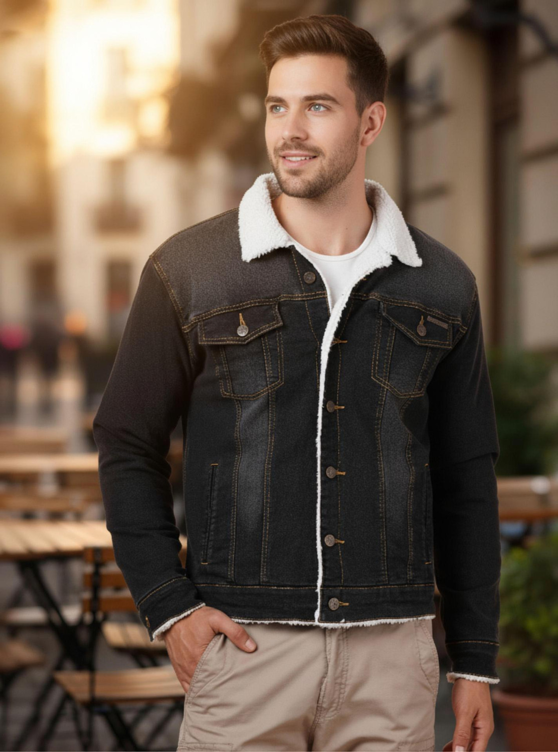 NUEVOSPORTA Men Washed Denim Jacket - Image 1