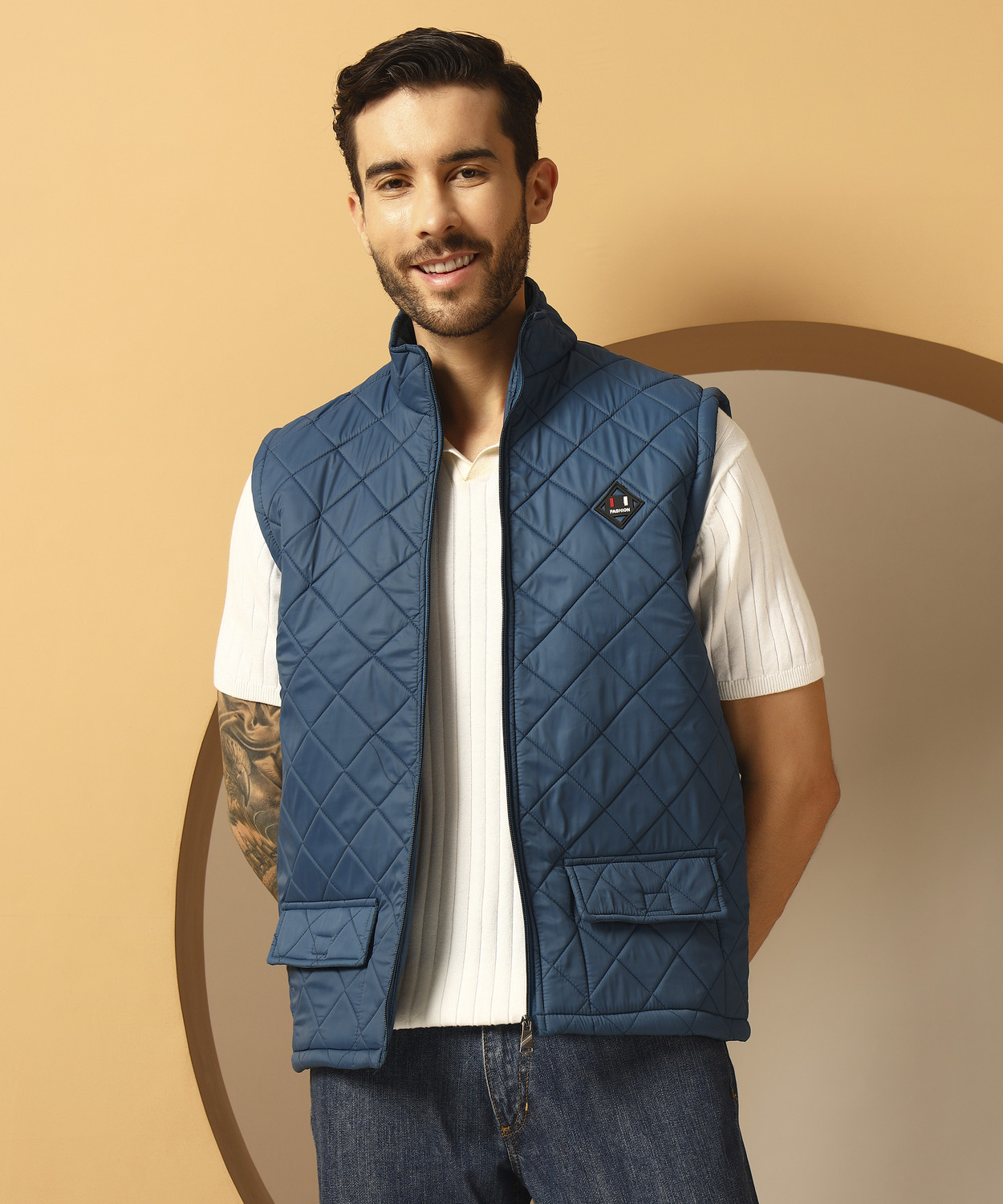 METRONAUT Sleeveless Self Design Men Casual Jacket - Image 1