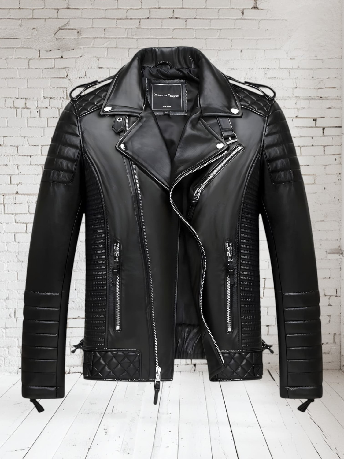 febric collection Men Solid Leather Jacket - Image 1