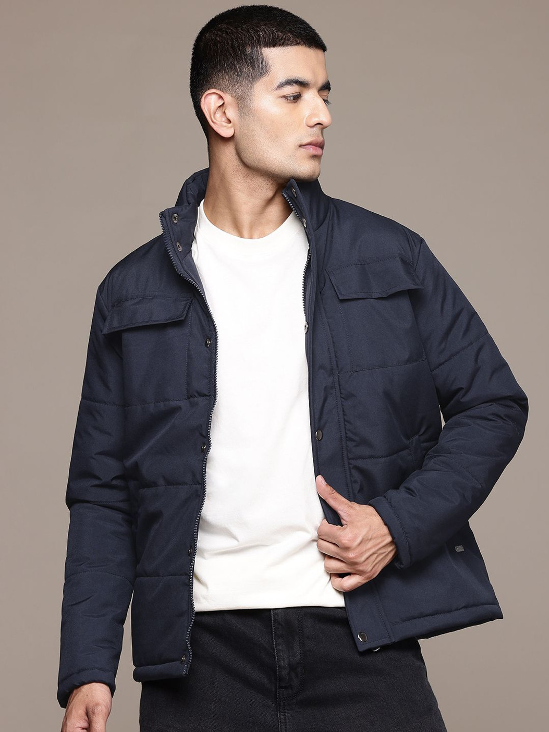 Roadster Men Solid Padded Jacket - Image 1