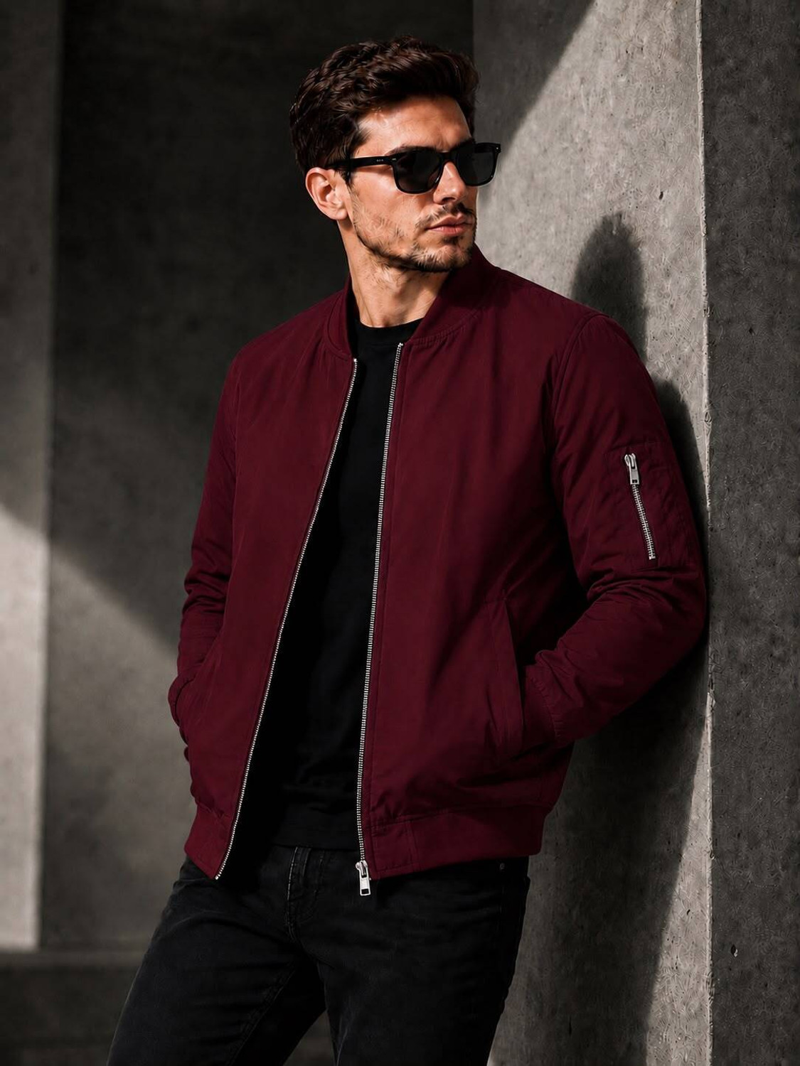 GDCARTZ Men Solid Bomber Jacket - Image 1