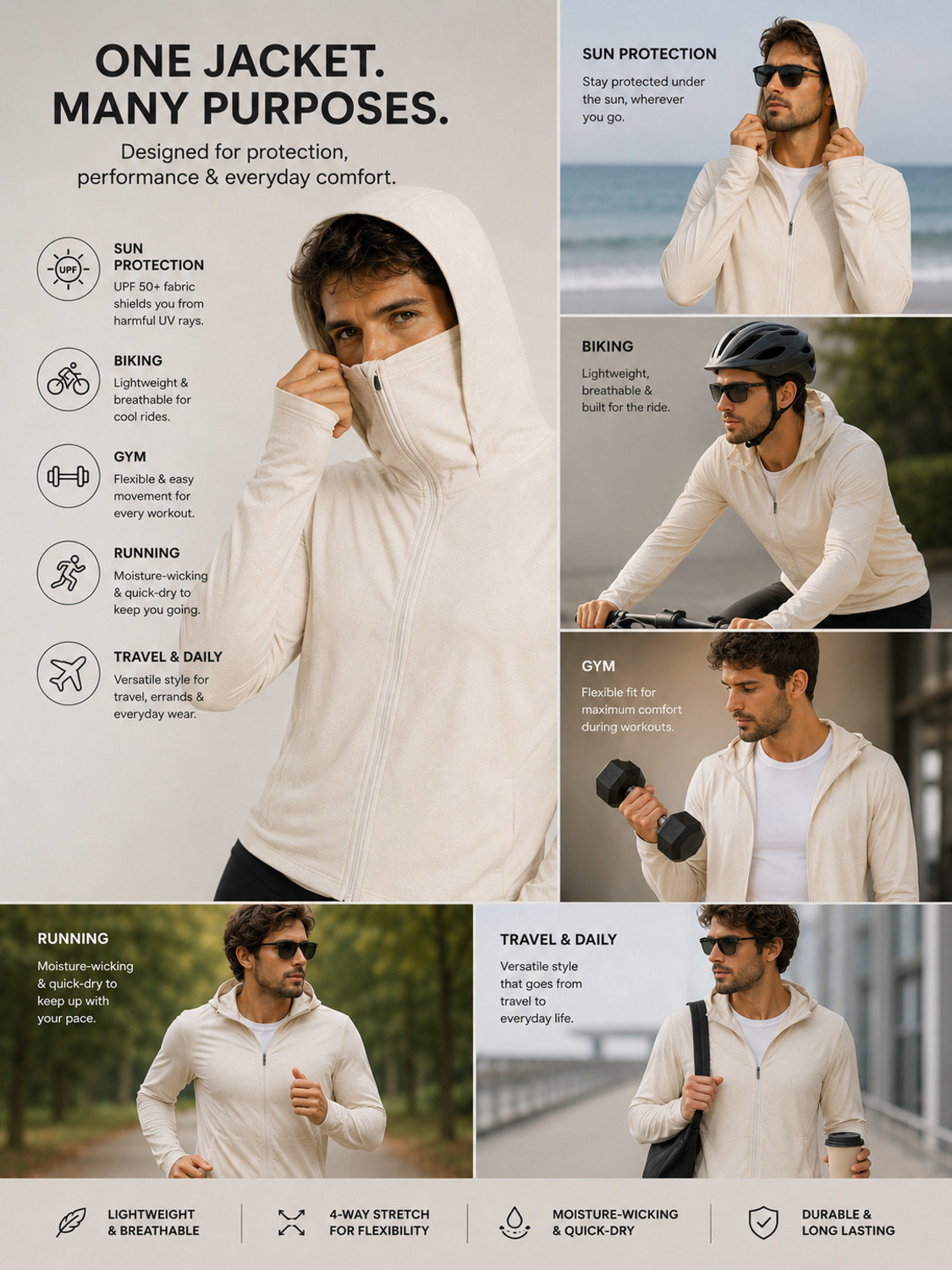 Meerza Men Solid Sports Jacket - Image 1