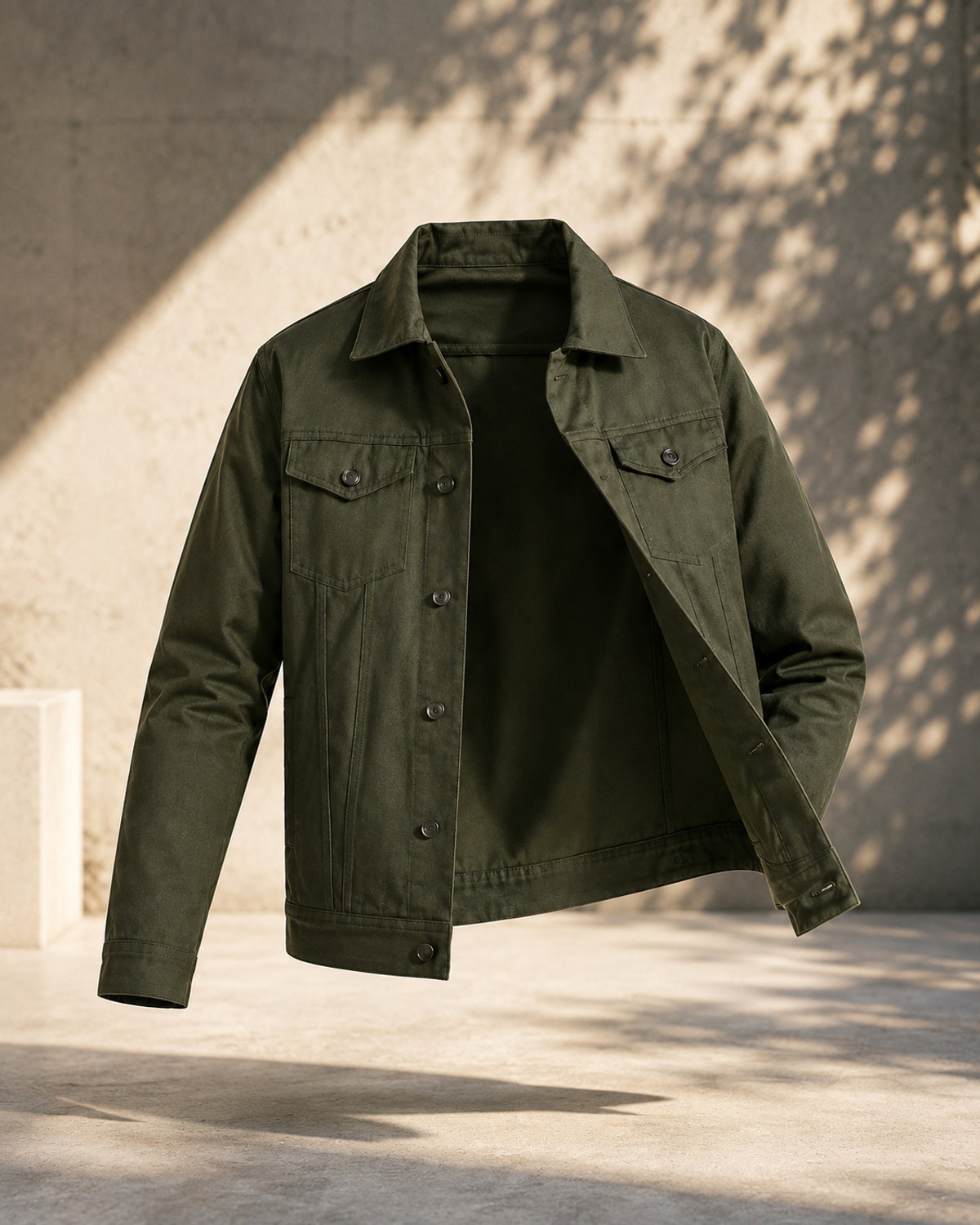 MONTREZ Men Solid Casual Denim Jacket - Image 1