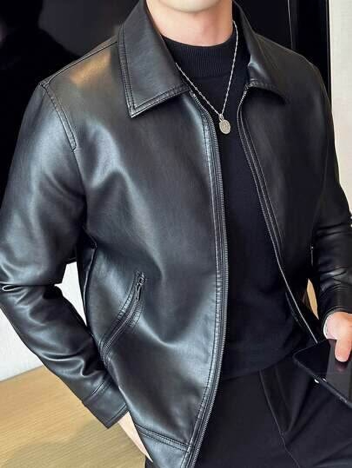 Royal embassy Men Solid Leather Jacket - Image 1