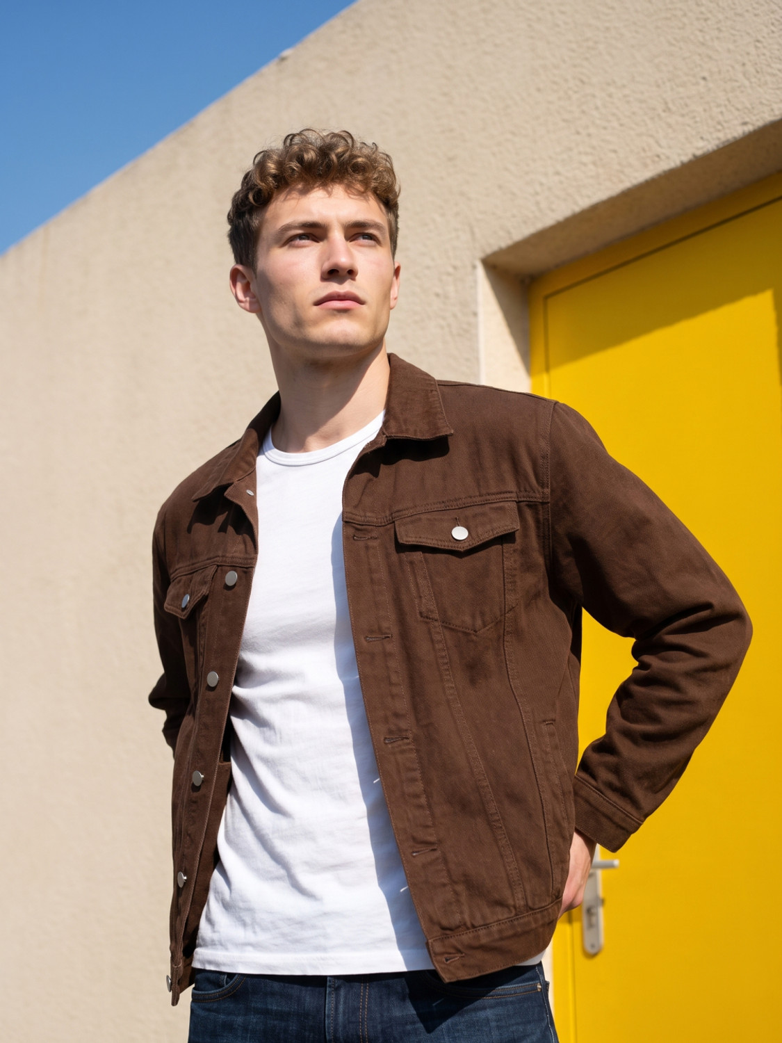 ODDMONKEY Men Solid Blue Denim Jacket - Image 1