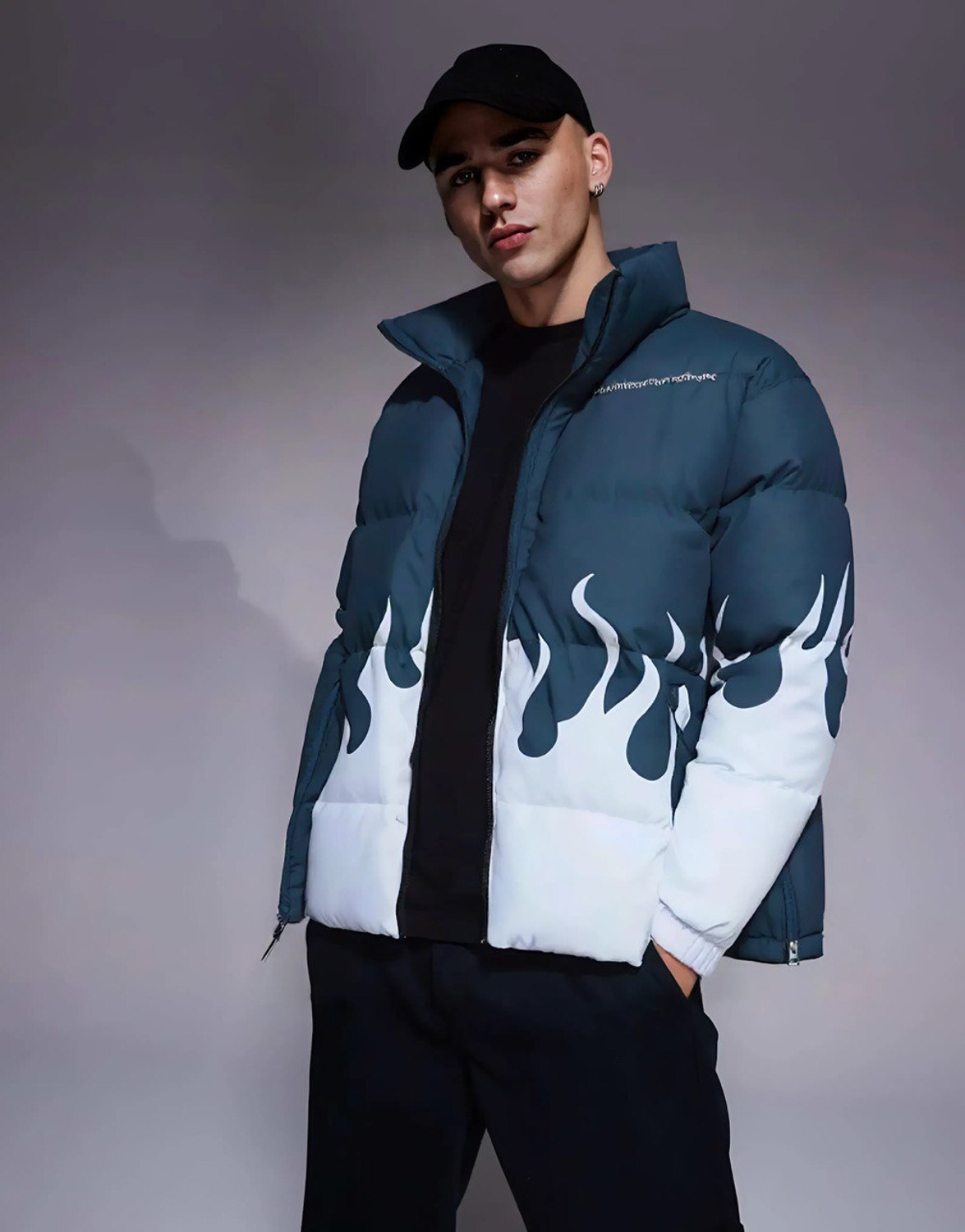 Eddicted Men Printed Puffer Jacket - Image 1