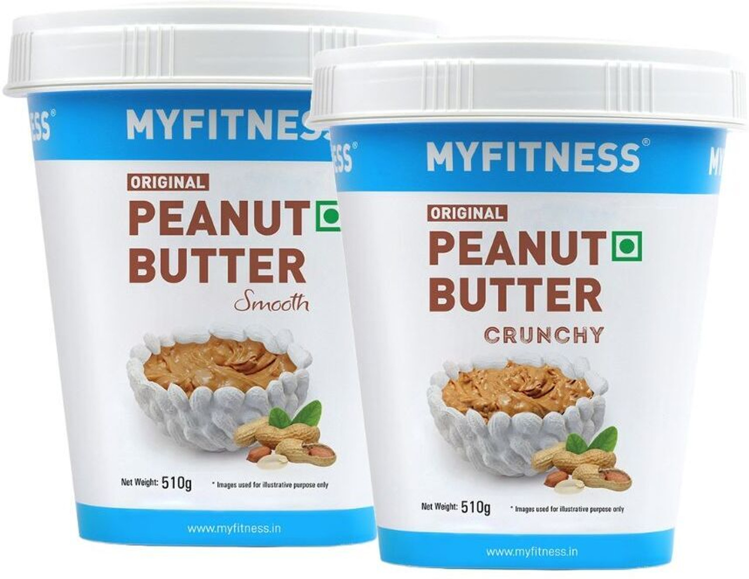 MYFITNESS Original Smooth & Crunchy Combo (1020g, Pack of 2) - Image 1