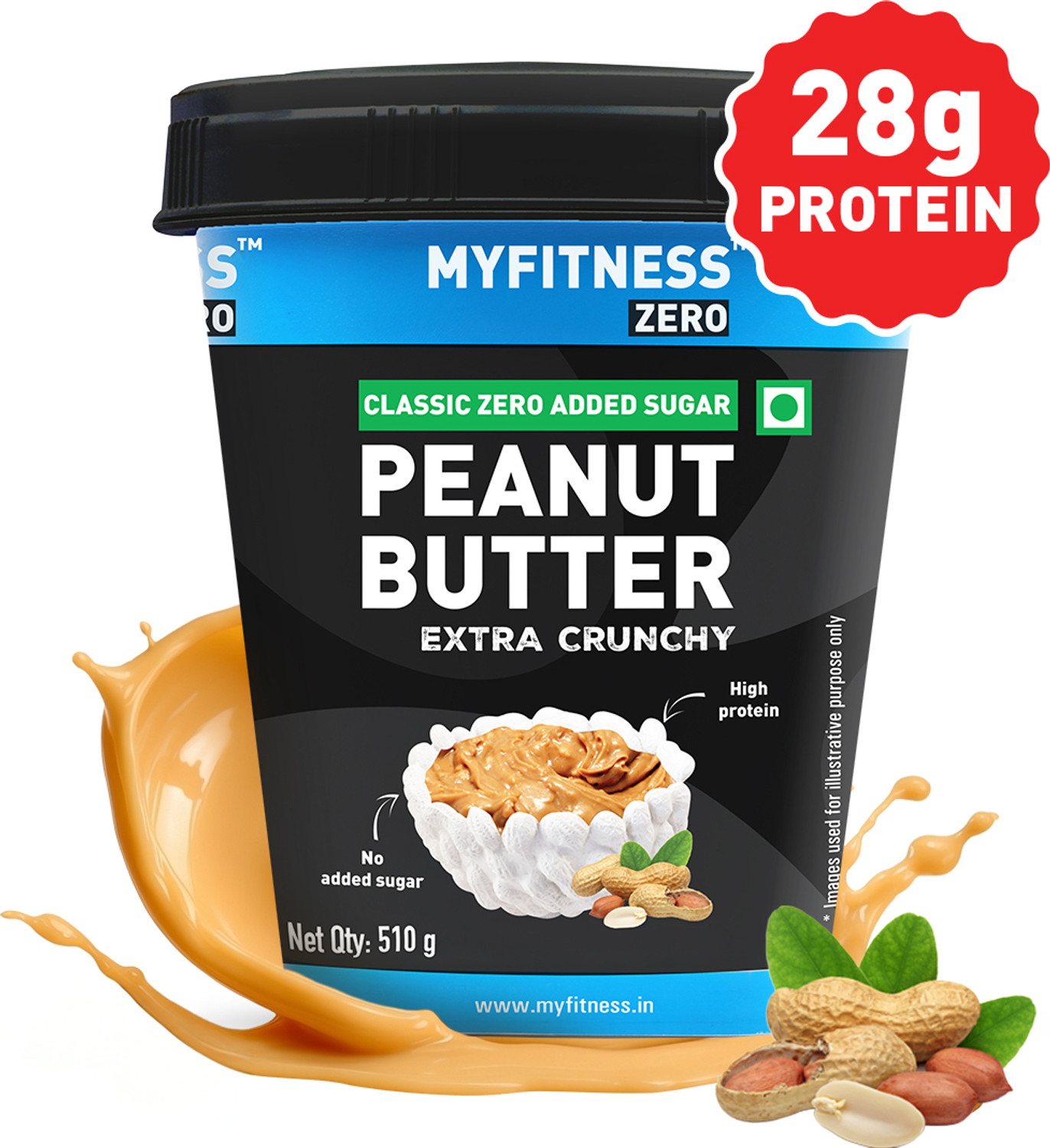 MYFITNESS Zero Crunchy Peanut Butter 510g - Image 1