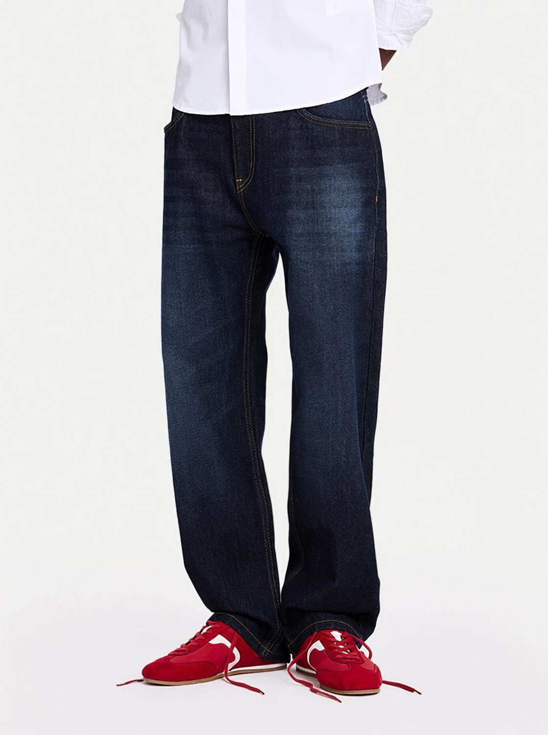 Snitch Men Straight Fit Mid Rise Dark Blue Jeans - Image 1