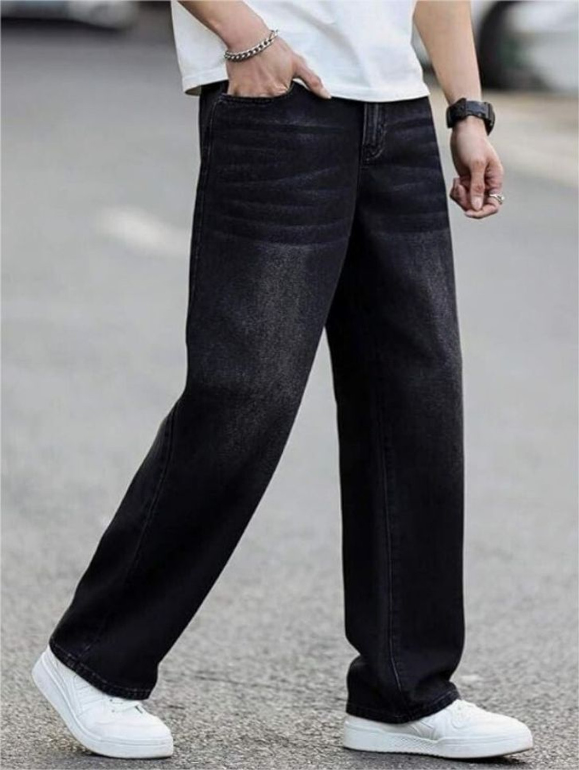 ujas Men Straight Fit Mid Rise Black Jeans - Image 1