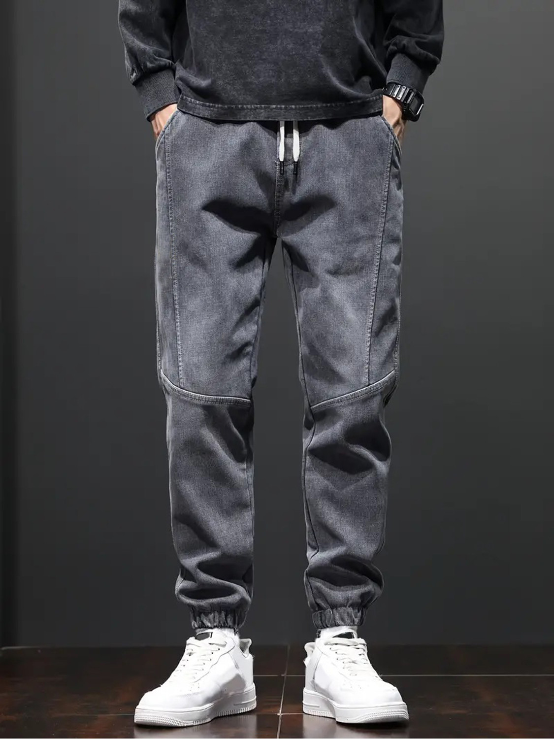R.Code by The Roadster Life Co. R.Code Men Regular Mid Rise Dark Grey - Image 1