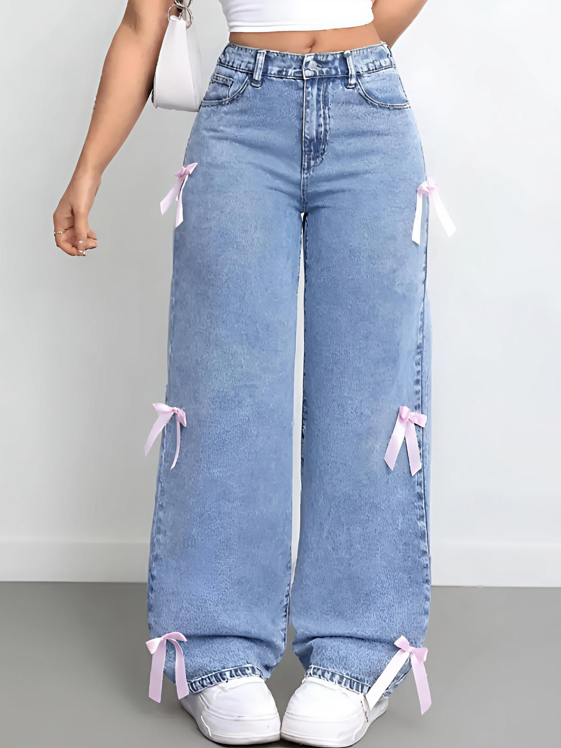 BEAUTEEY Women Straight Fit High Rise Light Blue Jeans - Image 1