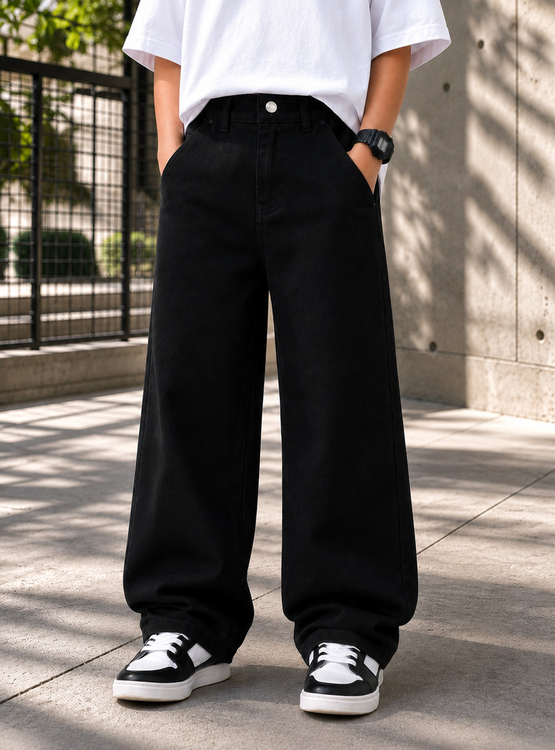 ARTVISION Boys Loose Fit Mid Rise Black Jeans - Image 1