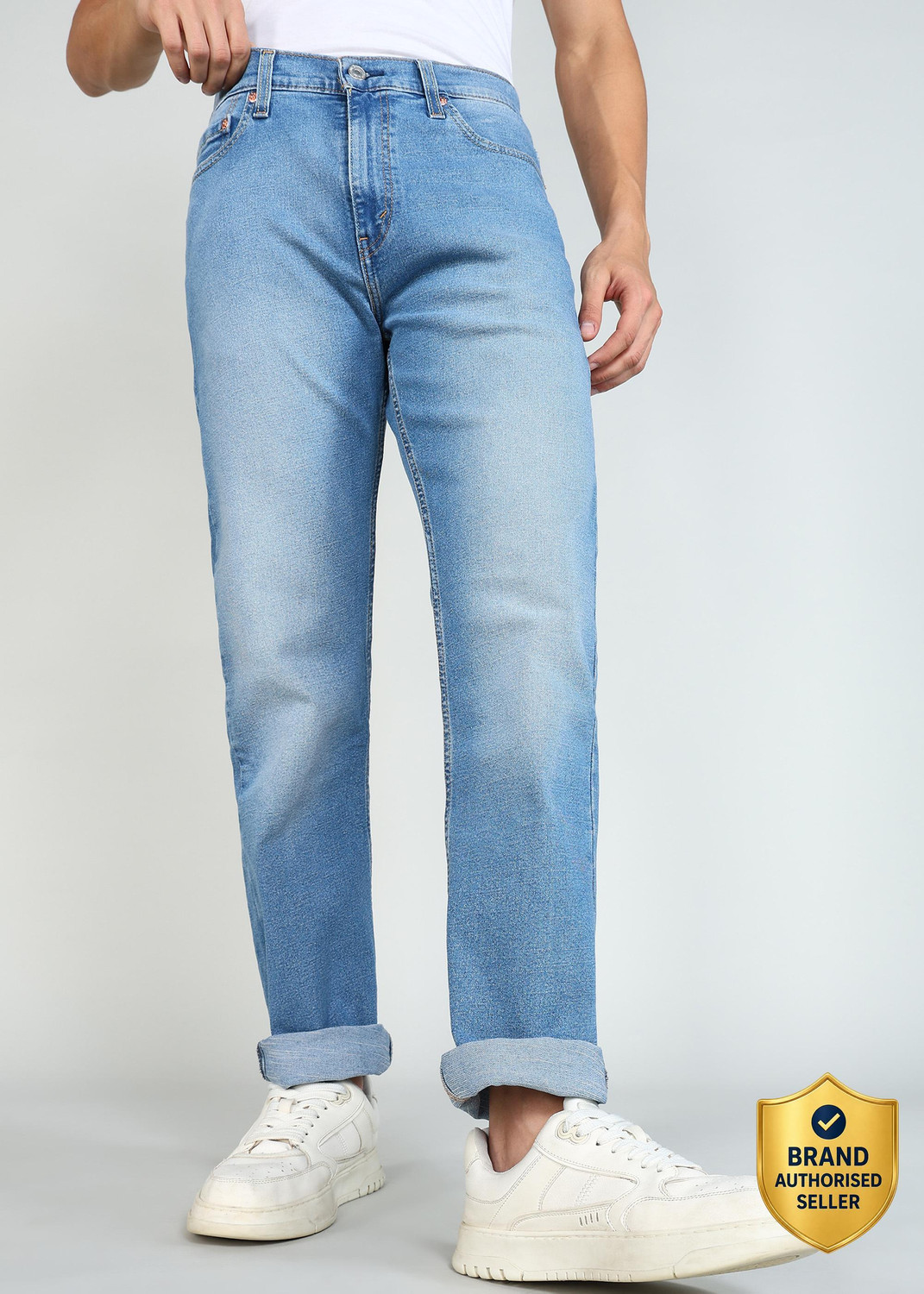 Levi's Men Straight Fit Mid Rise Light Blue Jeans - Image 1