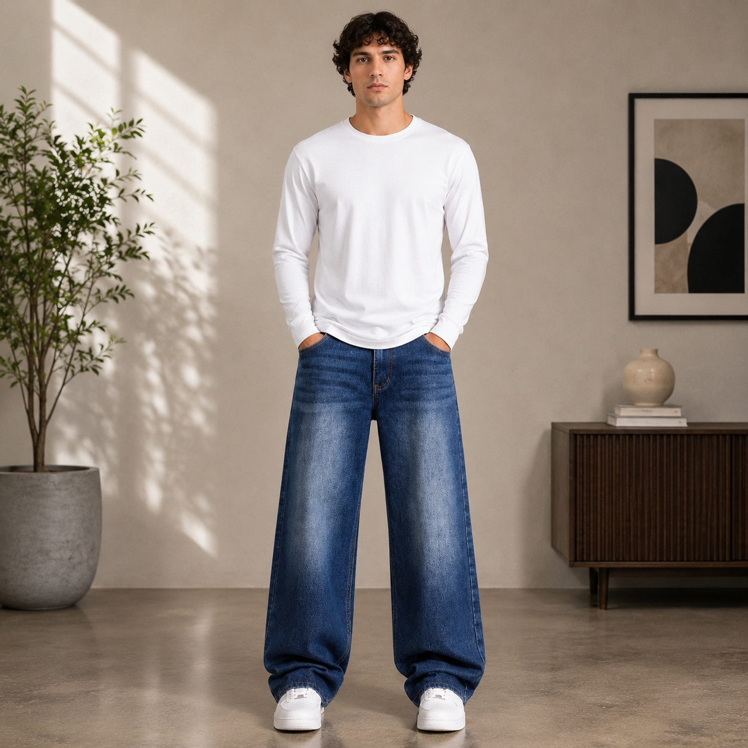 ARROWMAD Men Straight Fit Mid Rise Blue Jeans - Image 1