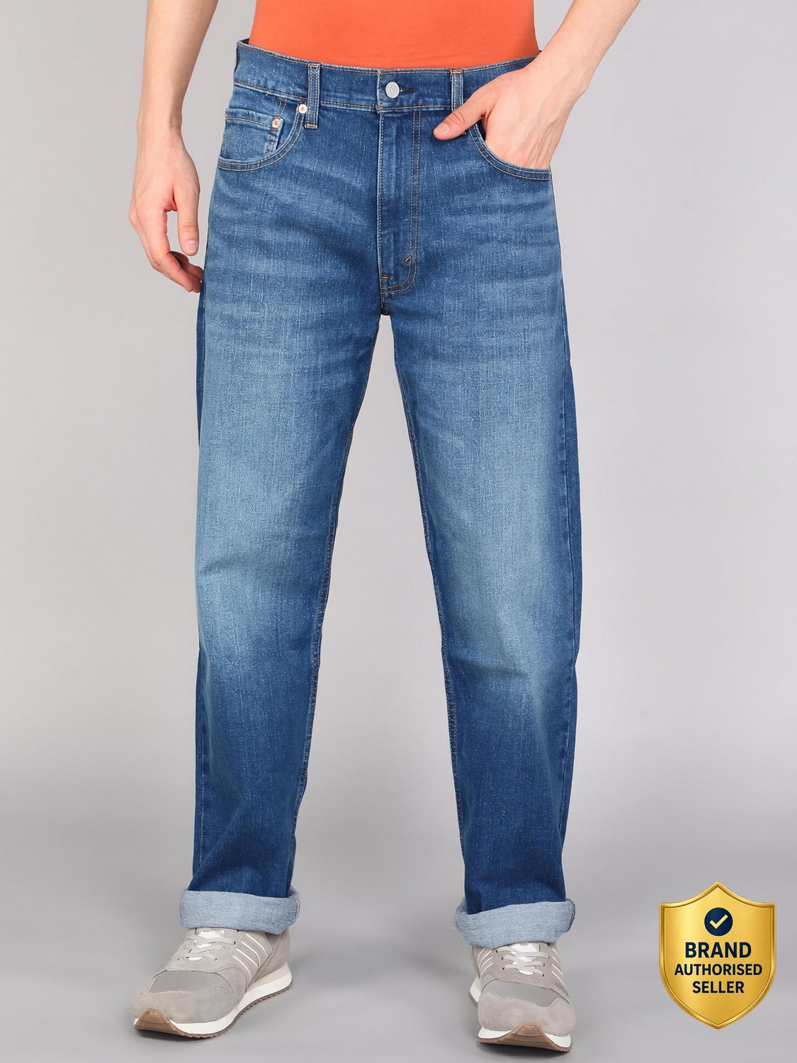 LEVI'S Men Straight Fit Mid Rise Blue Jeans - Image 1