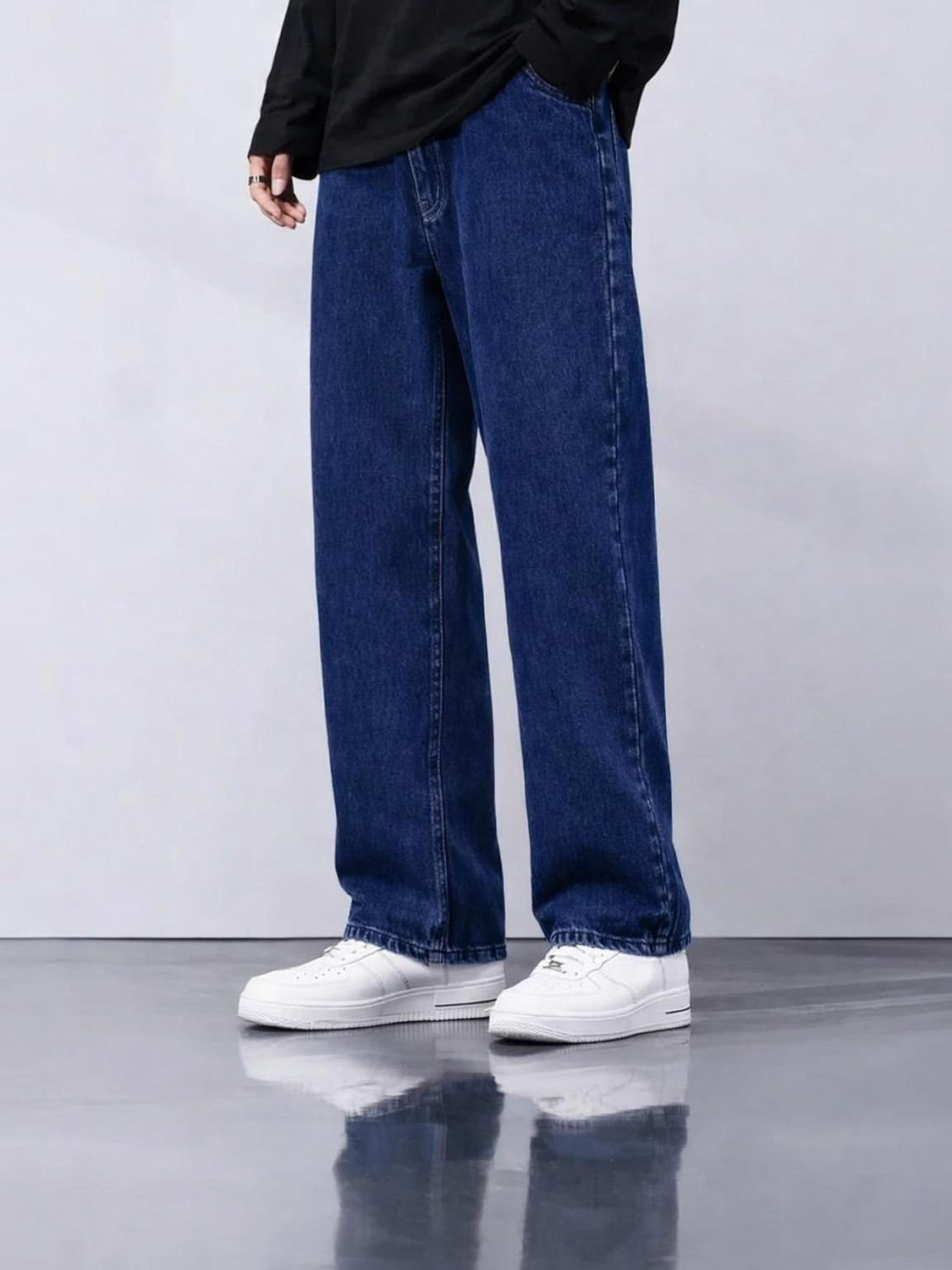 DENWOX Men Straight Fit Mid Rise Dark Blue Jeans - Image 1