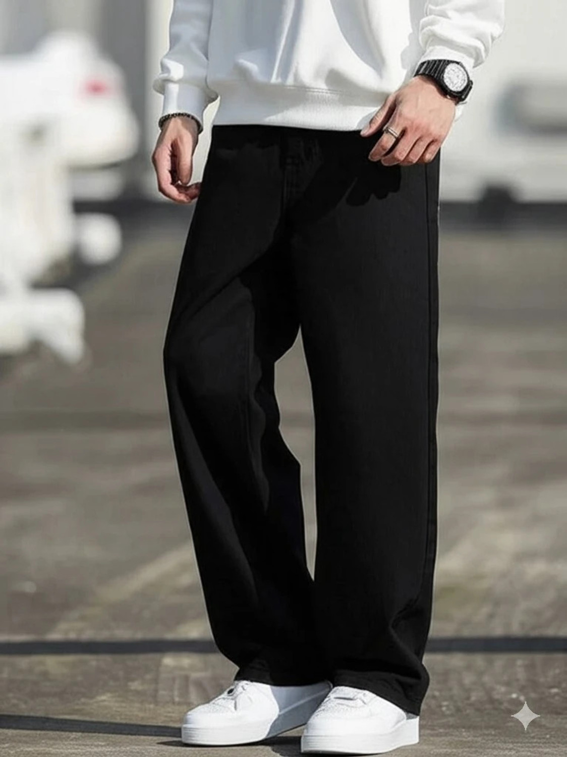 DENIM BOLD Men Loose Fit Mid Rise Black Jeans - Image 1