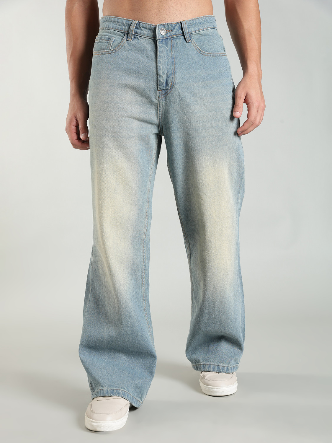 FoulChild Men & Women Wide Leg High Rise Blue Jeans - Image 1