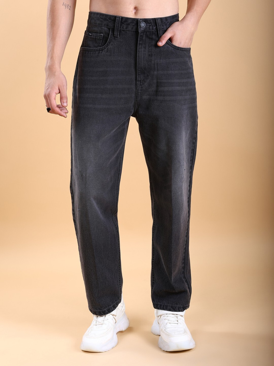 METRONAUT Men Straight Fit Mid Rise Grey Jeans - Image 1
