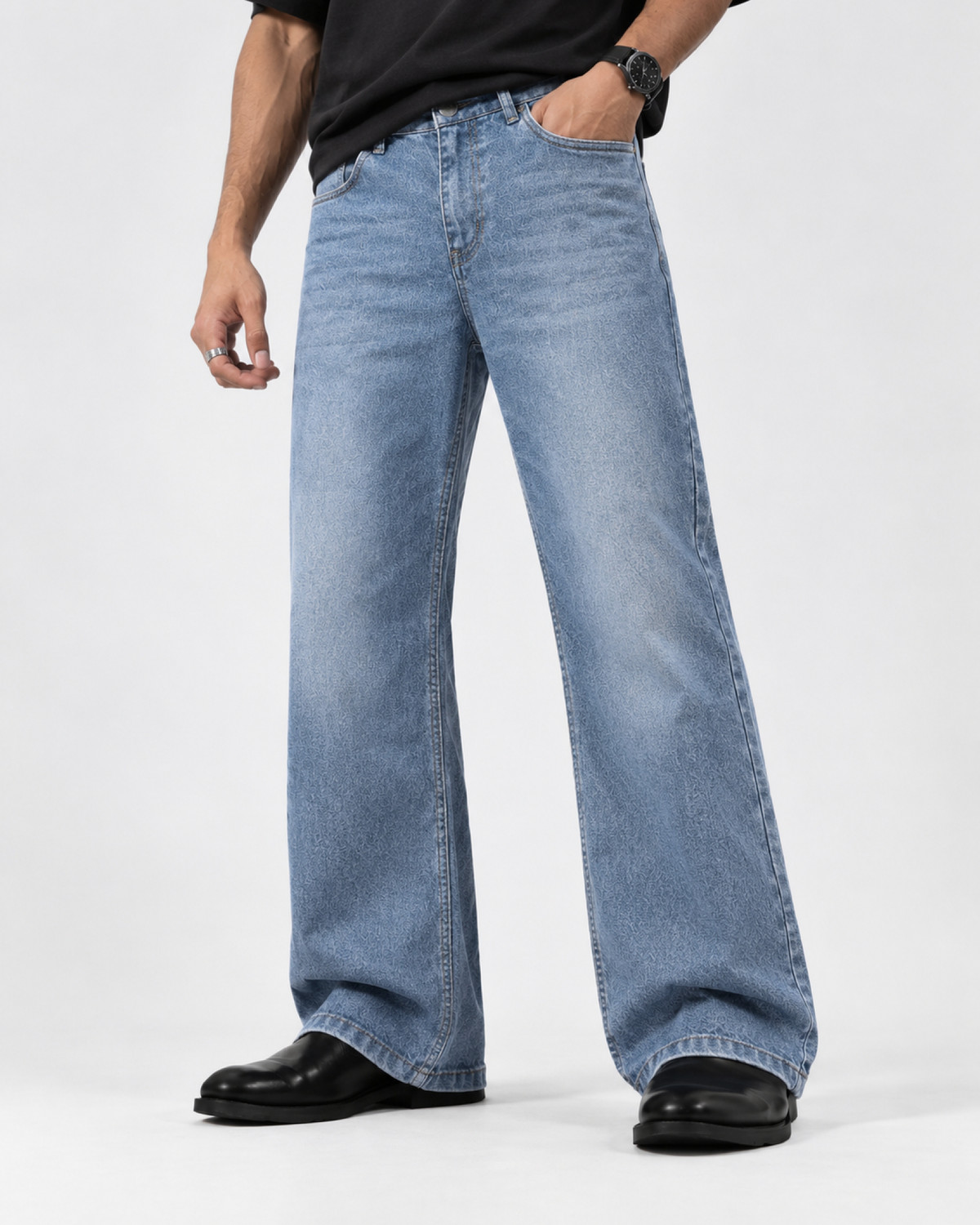 Hence Men Boot-Leg Mid Rise Blue Jeans - Image 1