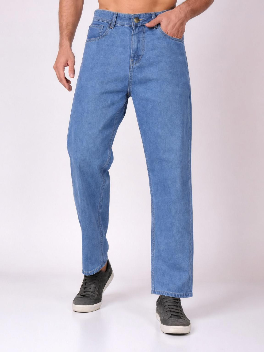 comfits Men Straight Fit Mid Rise Light Blue Jeans - Image 1
