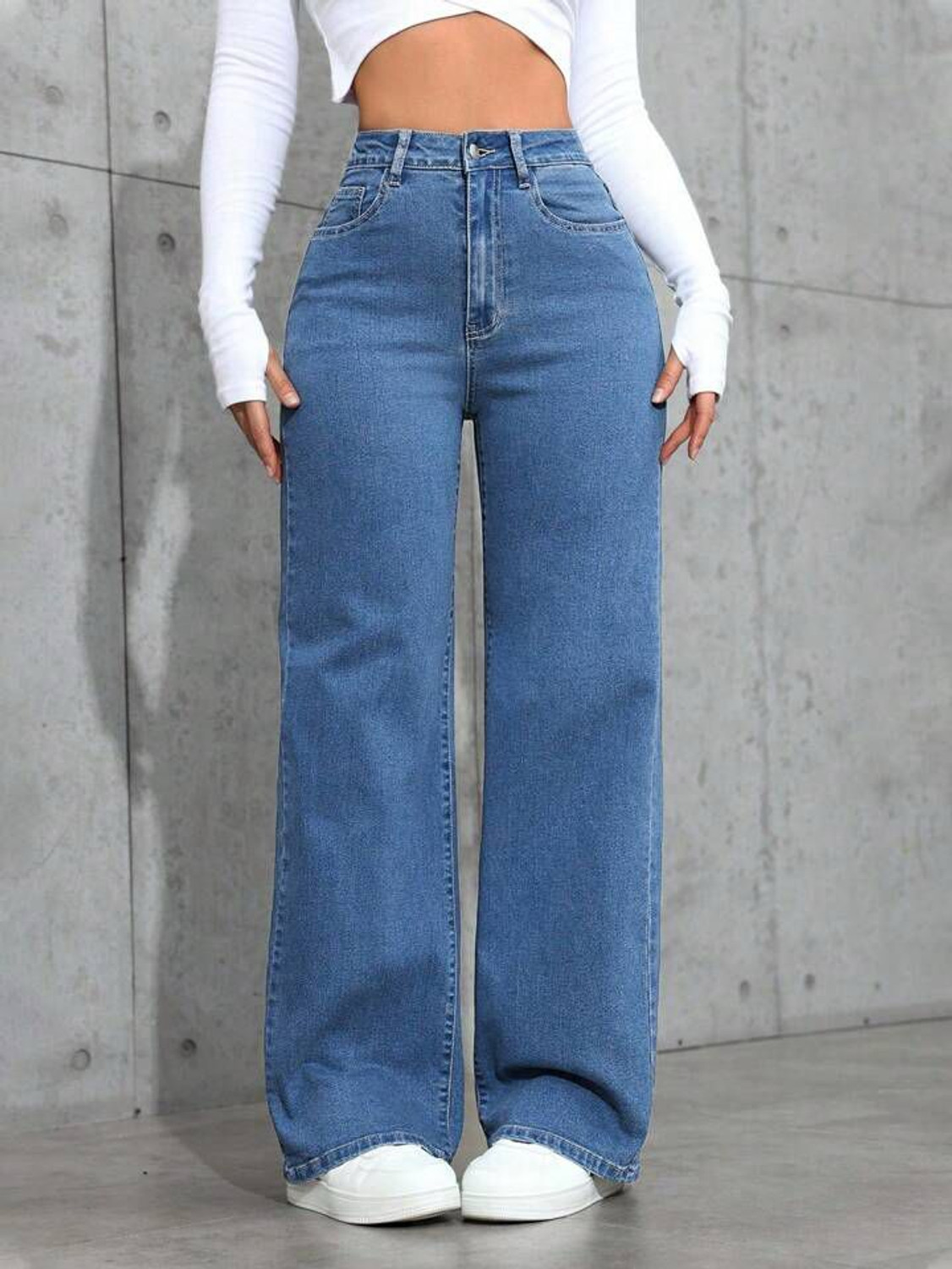 zayla Women Wide Leg High Rise Light Blue Jeans - Image 1
