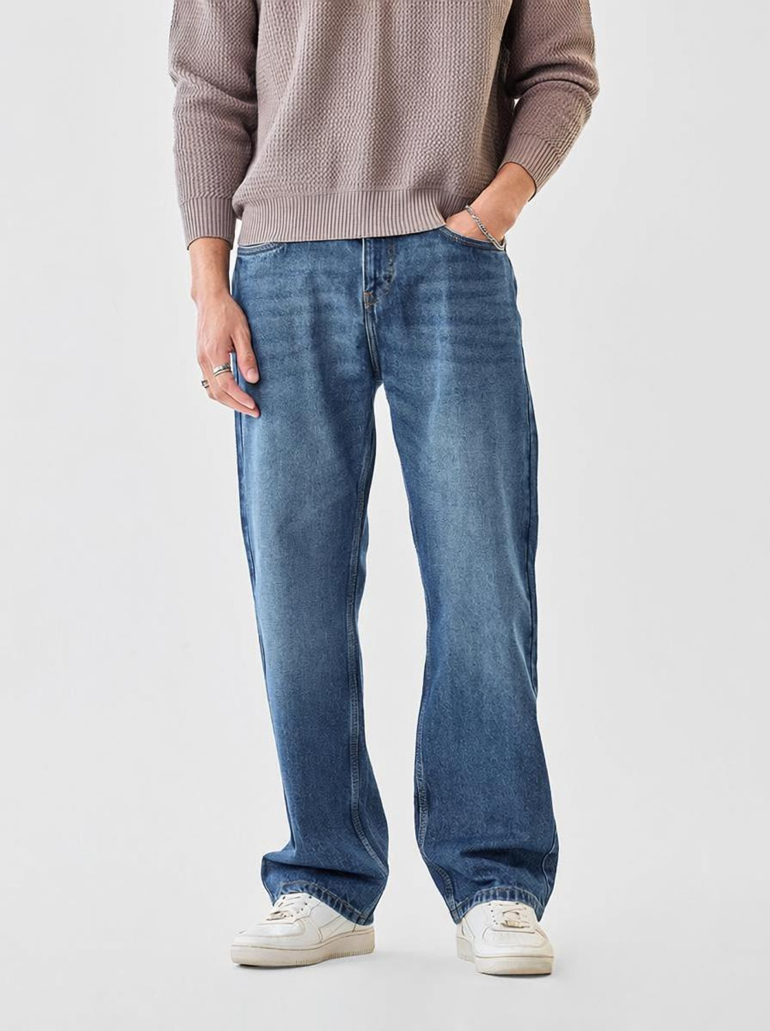 Snitch Men Straight Fit Mid Rise Blue Jeans - Image 1