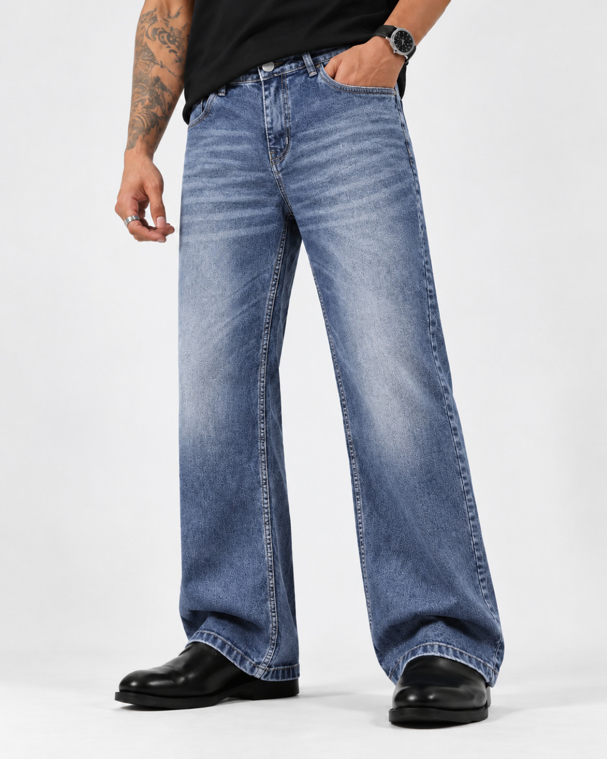 Hence Men Boot-Leg Mid Rise Blue Jeans - Image 1