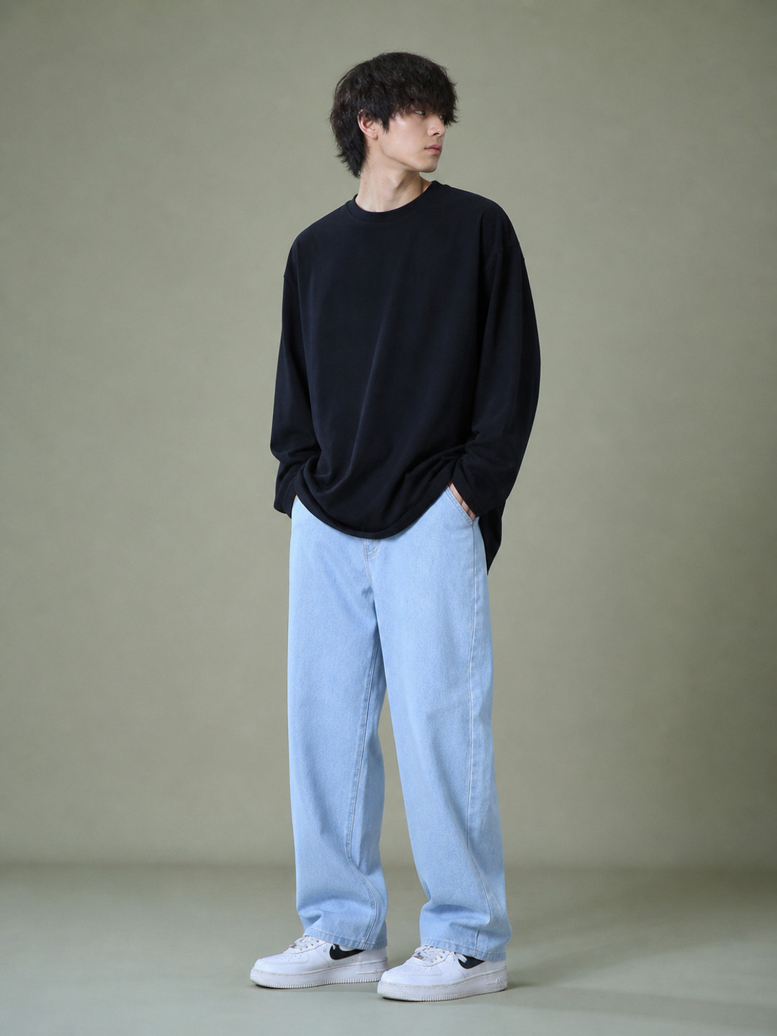 DENIM LOOK Men Loose Fit Mid Rise Light Blue Jeans - Image 1