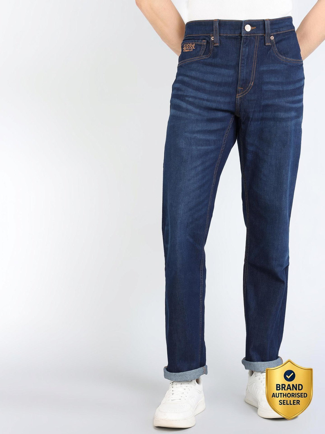 U.S. Polo Assn. Denim Co. Men Straight Fit Mid Rise Blue Jeans - Image 1