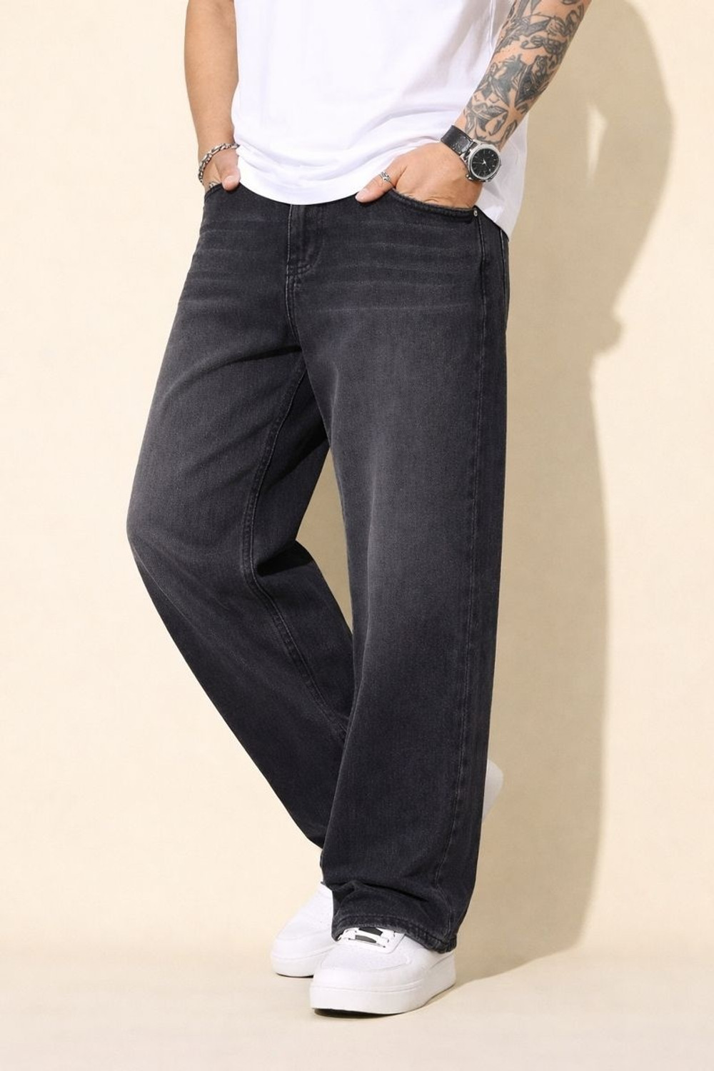 GOOD4MEN Men Straight Fit Mid Rise Black Jeans - Image 1