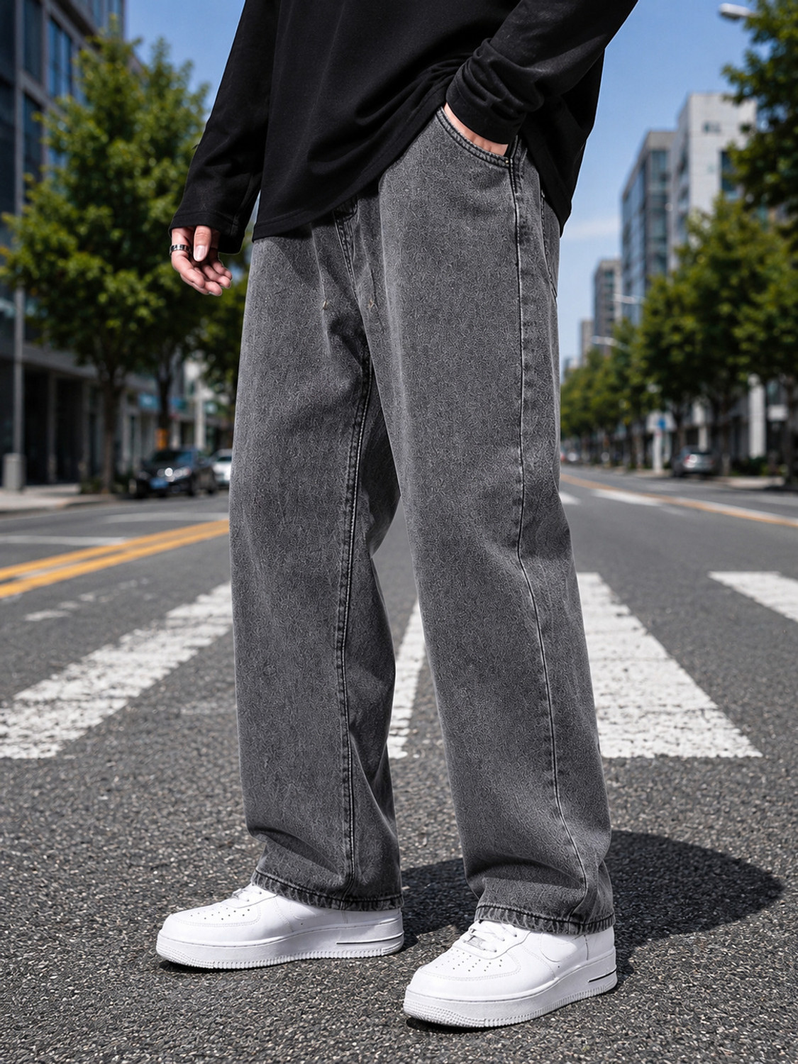 UZRA DENIM Men Straight Fit Mid Rise Grey Jeans - Image 1