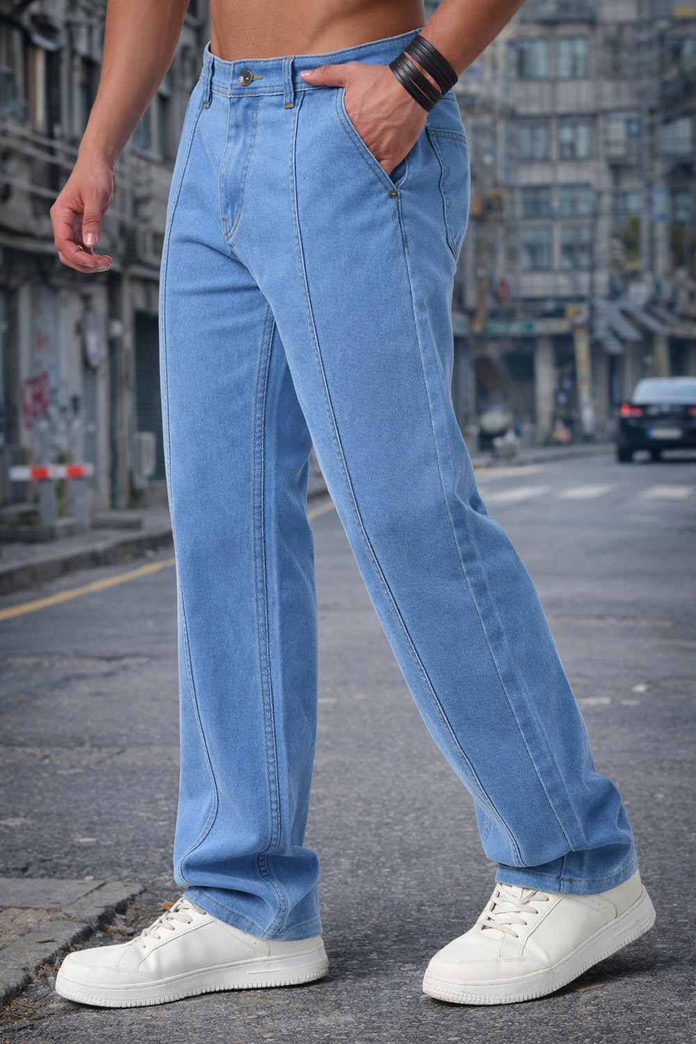 DENIM LOOK Men Relaxed Fit Mid Rise Light Blue Jeans - Image 1
