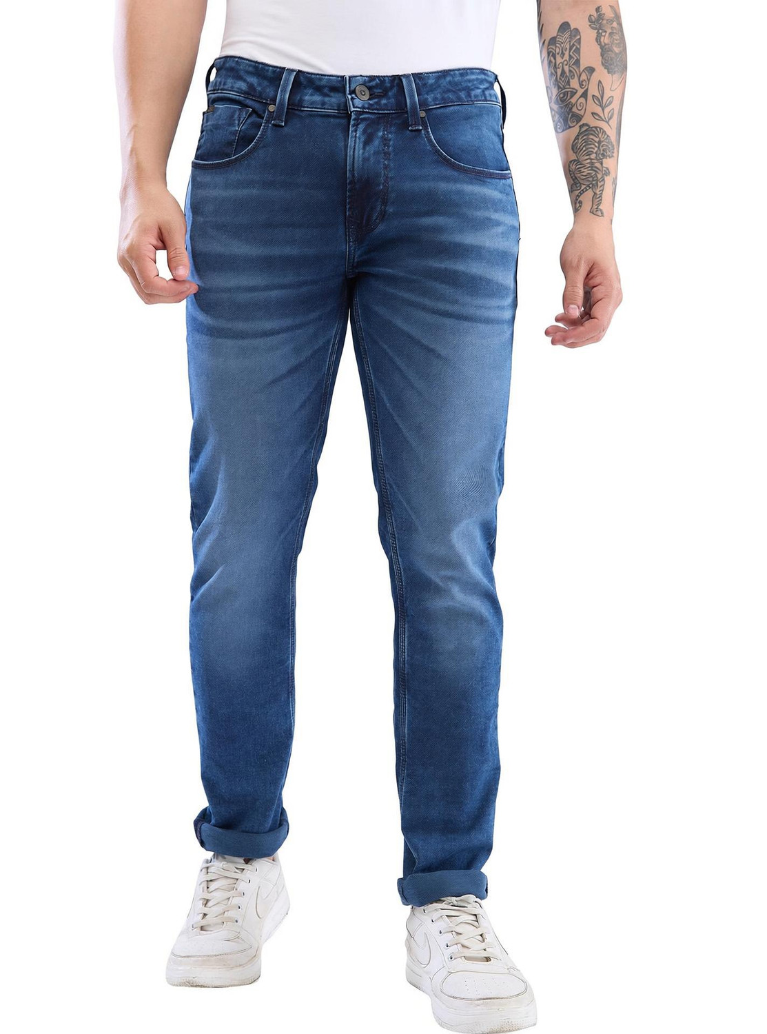 Spykar Men Slim Low Rise Blue Jeans - Image 1