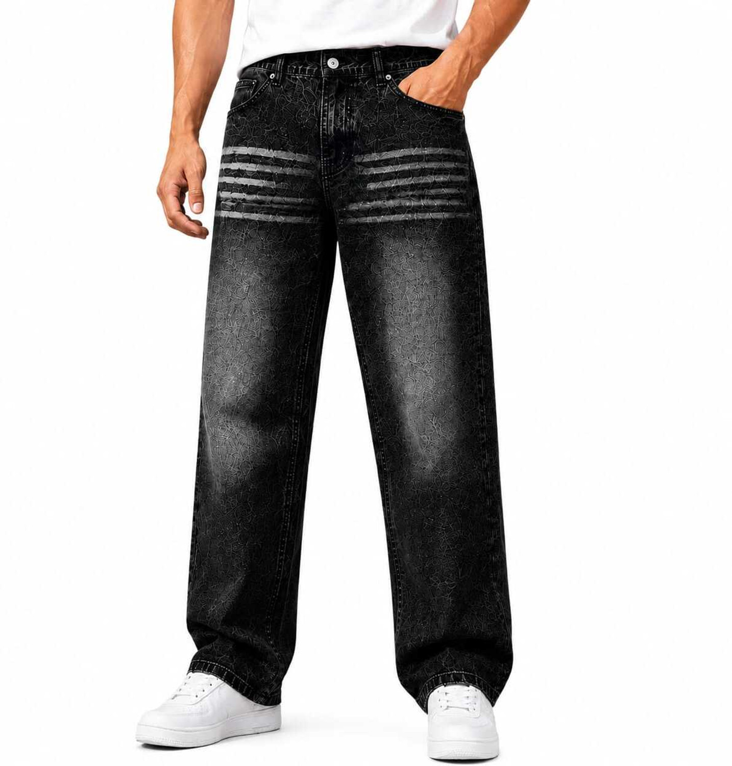 VARACOLLECTIVE Men Straight Fit Mid Rise Black Jeans - Image 1