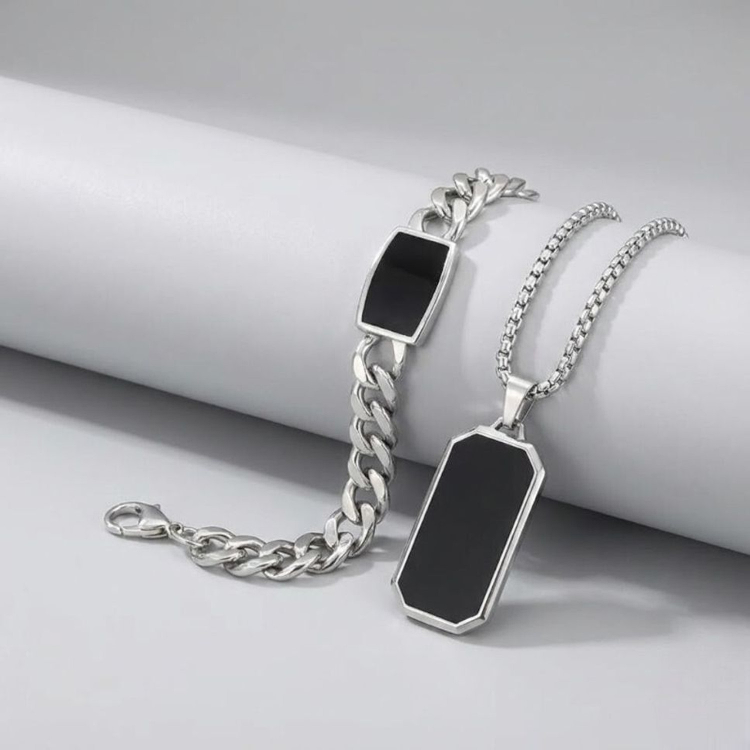 kazare Alloy Rhodium Silver, Black Jewel Set (Pack of 2) - Image 1