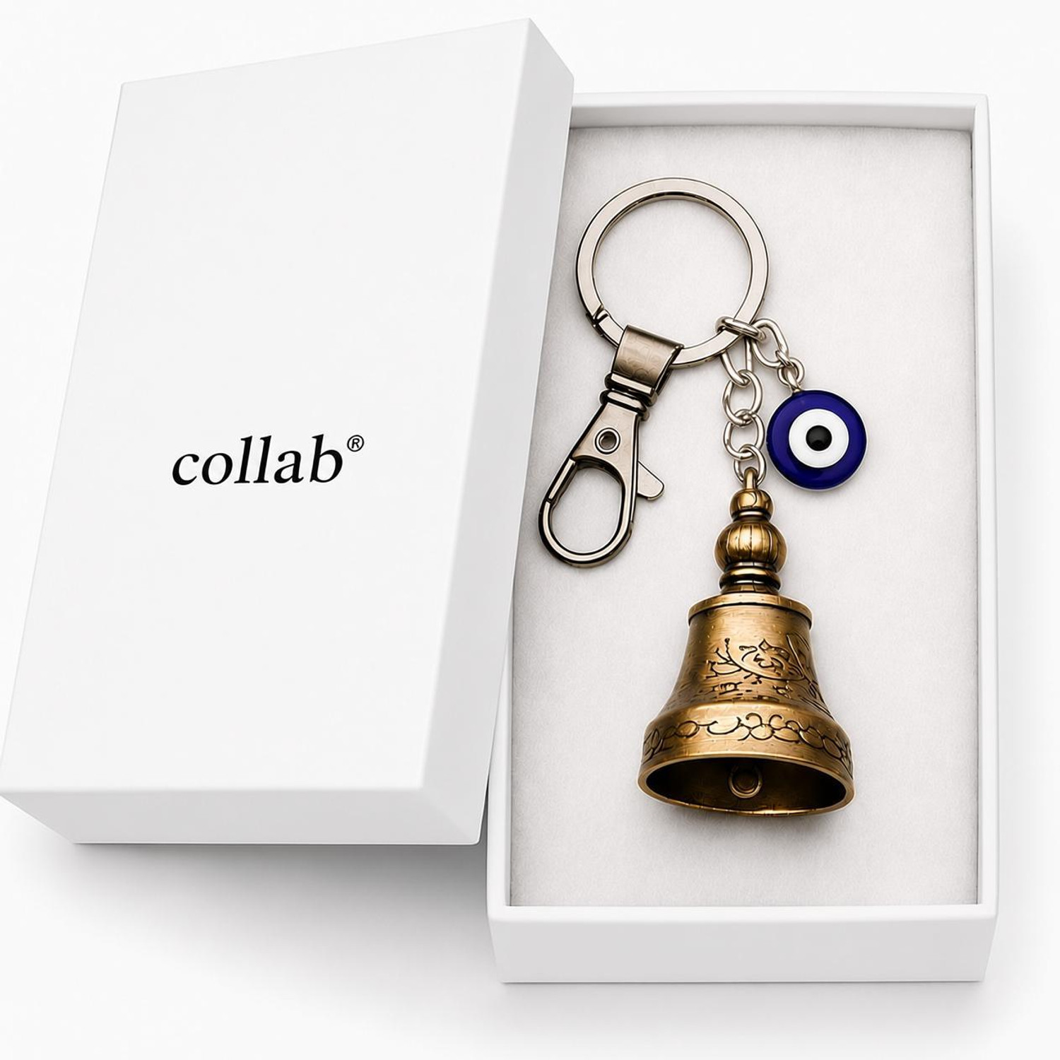 Collab Luxury Guardian Bell Keychain with Evil Eye Charm - Image 1