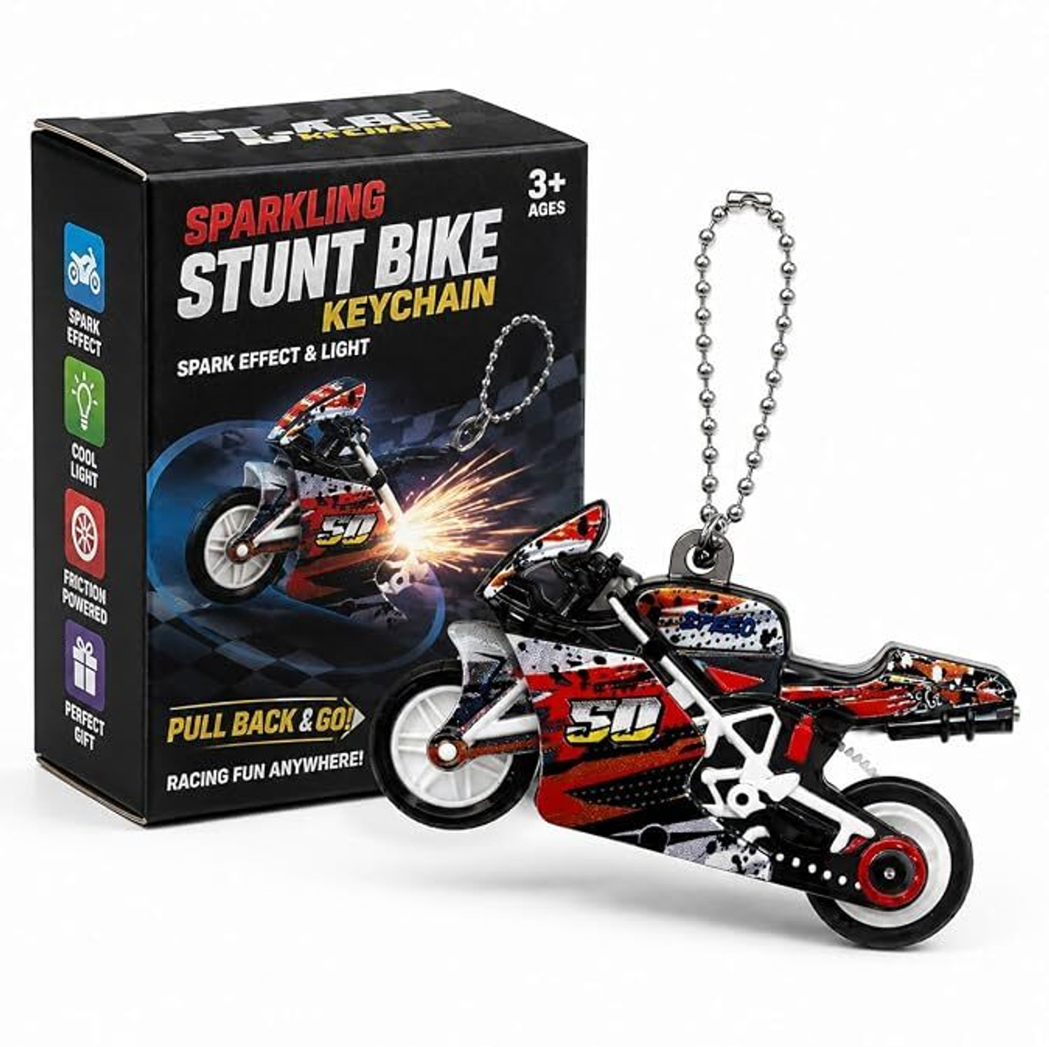 AAPAGIGA CREATION spark bike keychain mini pull back motorcycle toy spark bike model Key Chain - Image 1