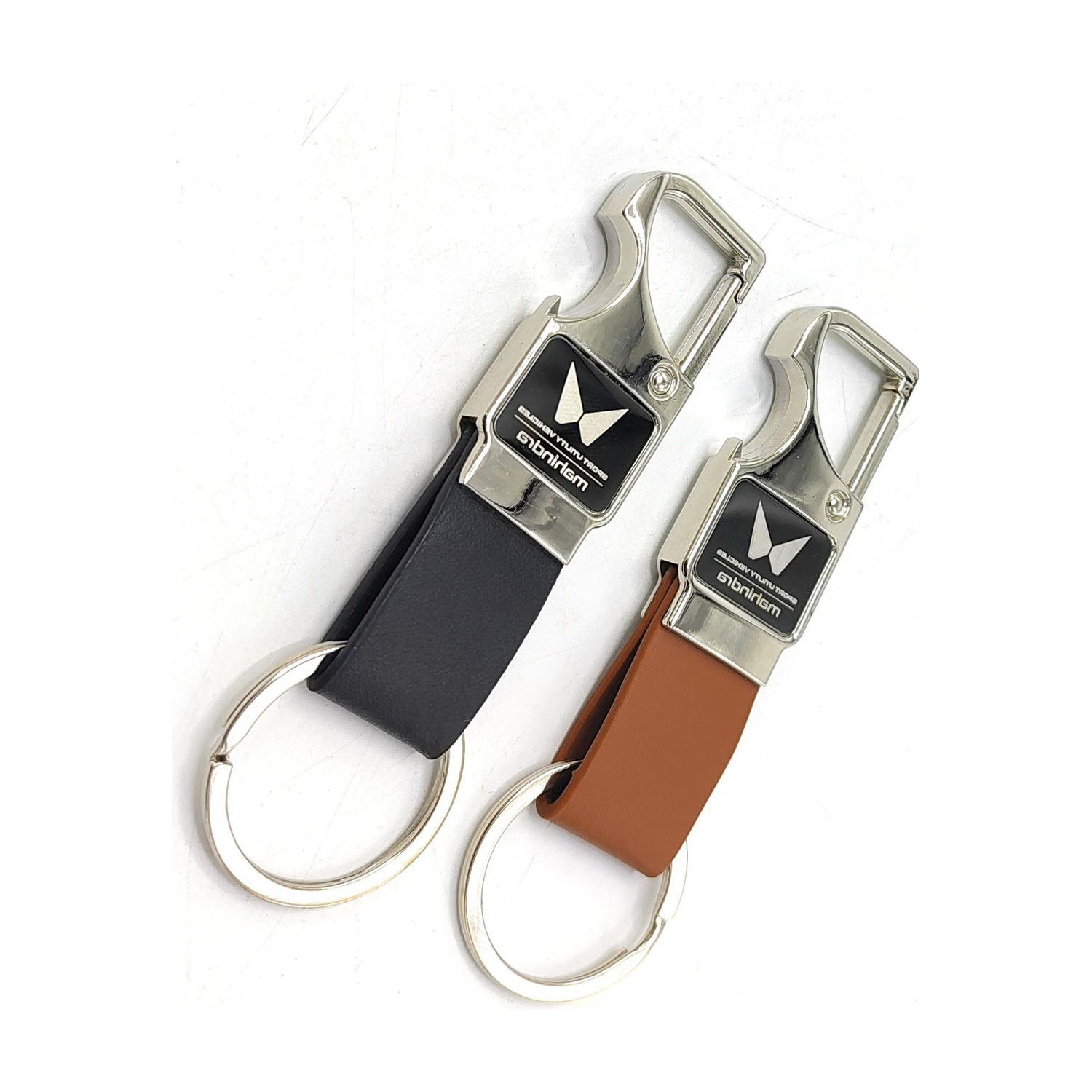 Jdp Novelty 2-Piece Leather Metal Keychain for Mahindra Cars - Image 1