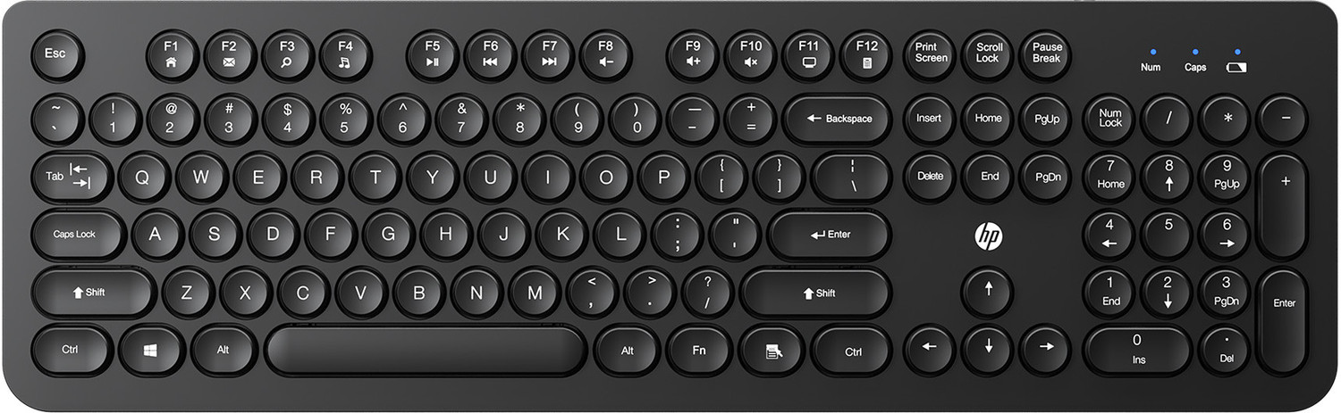 HP AB3D4AA#ACJ/ K270 Bluetooth Standard Laptop Keyboard Compatible with Desktop, Laptop, Mac with Vintage Round Keycaps, 2.4GHz Wireless, 12 Function Shortcut Keys, Low-Profile Chiclet Design, Illuminated Indicators (Black) - Image 1