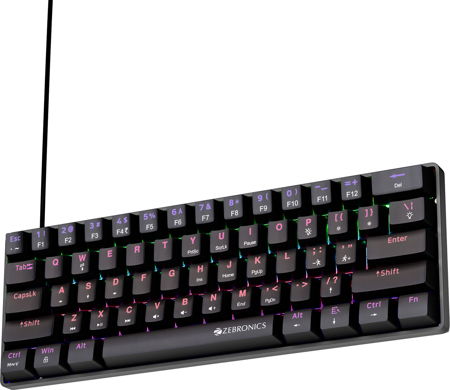 ZEBRONICS ZEB-MK1 Wired USB Tenkeyless Gaming Keyboard, Red Switches - Image 1