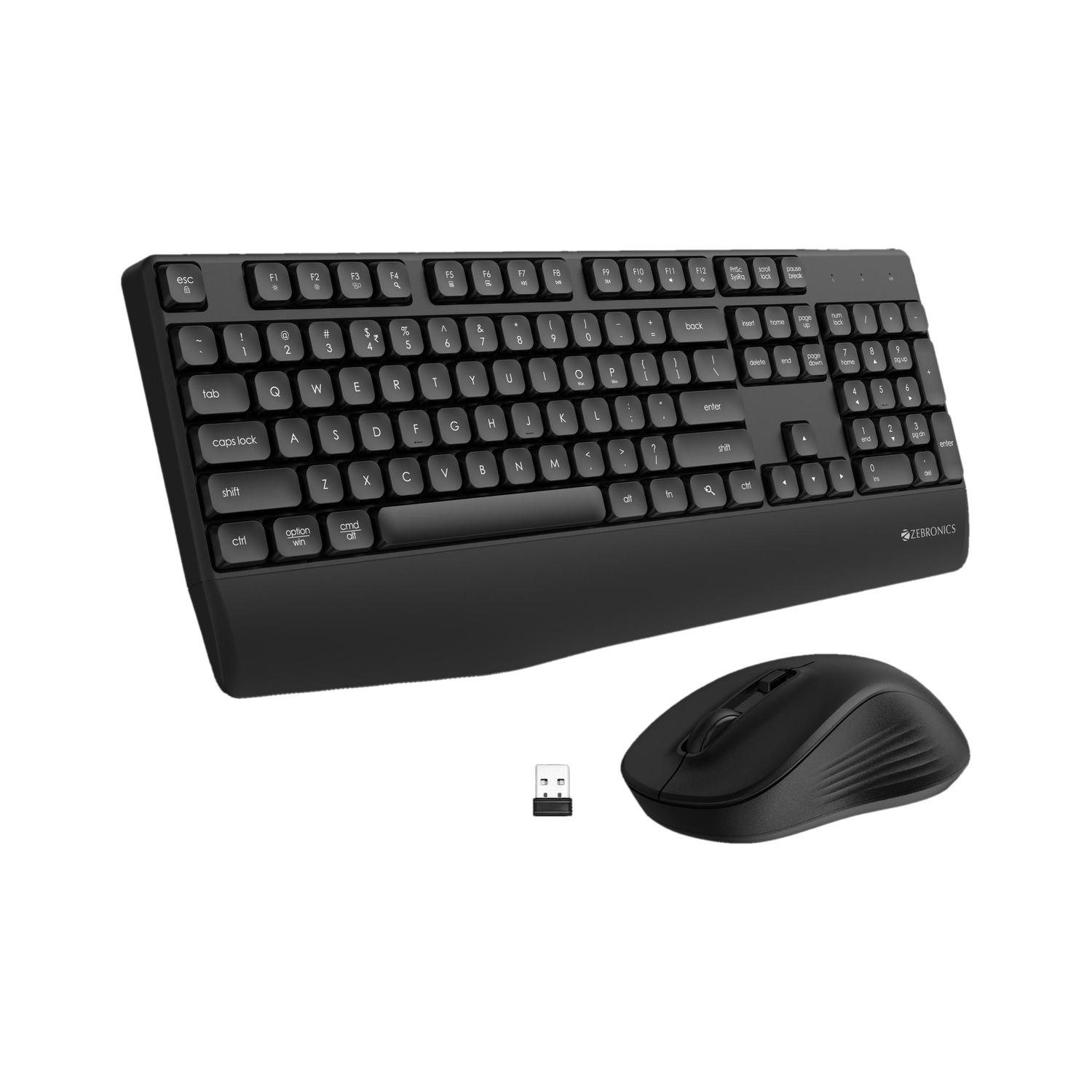 ZEBRONICS Companion 202 Wireless Standard Desktop Keyboard Compatible with Desktop, Laptop, Mac with Upto 1600 Adjustable DPI Optical Mouse, 2.4GHz Wireless, 104 Keys Layout, Dedicated Copilot AI Key, 12 Integrated Multimedia Keys, Silent Operation (Black) - Image 1