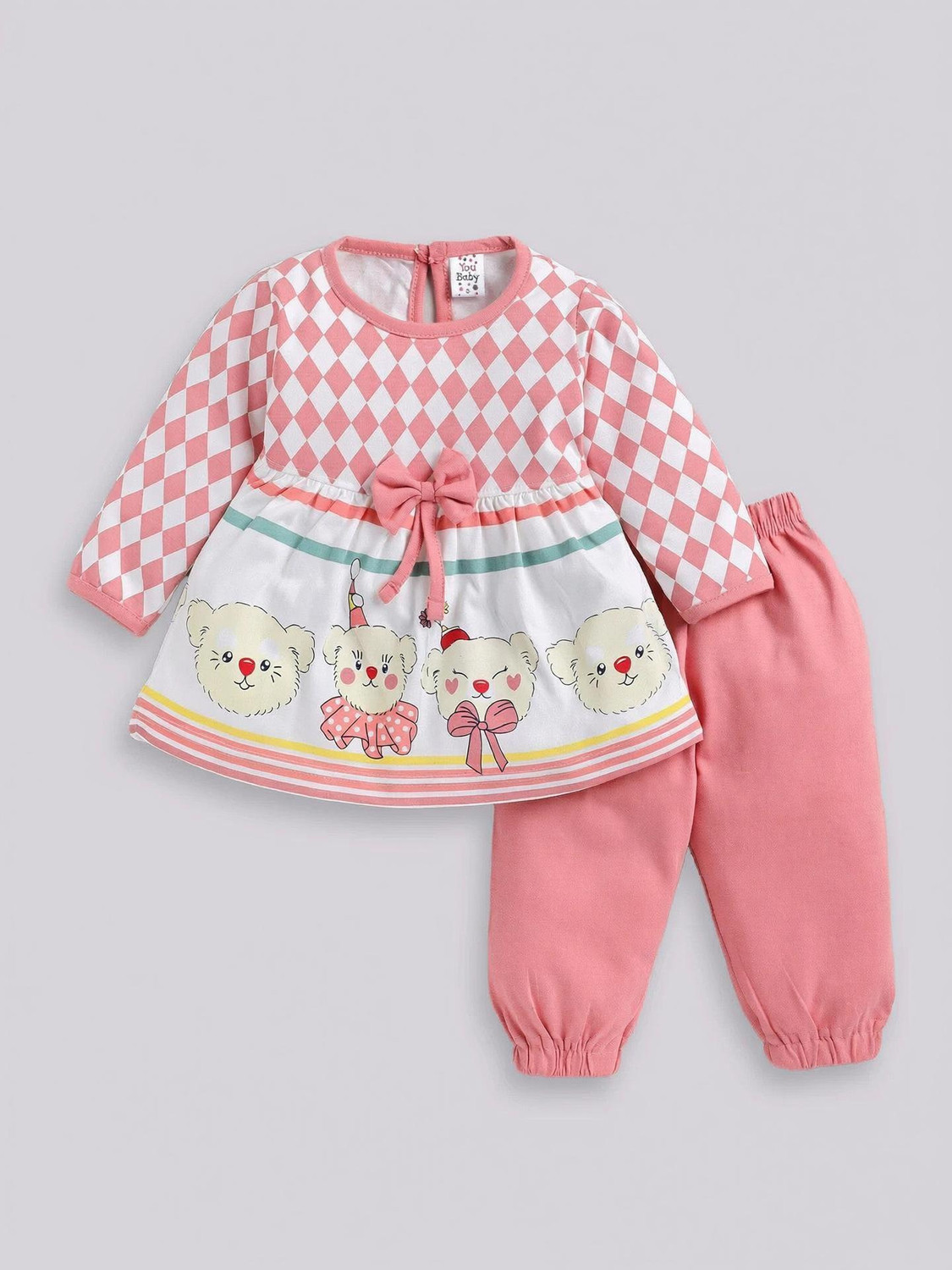 TINY BINY Baby Girls Casual Top Pant Dusky Pink - Image 1