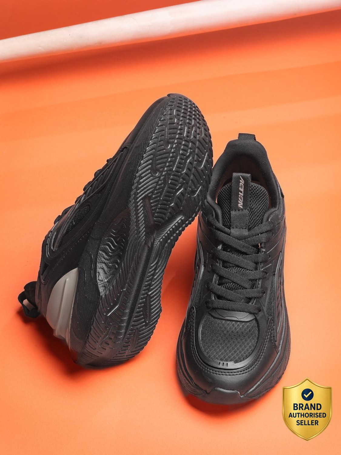 ACTION Lace Running Shoes for Boys (Black, 9-10 Years)