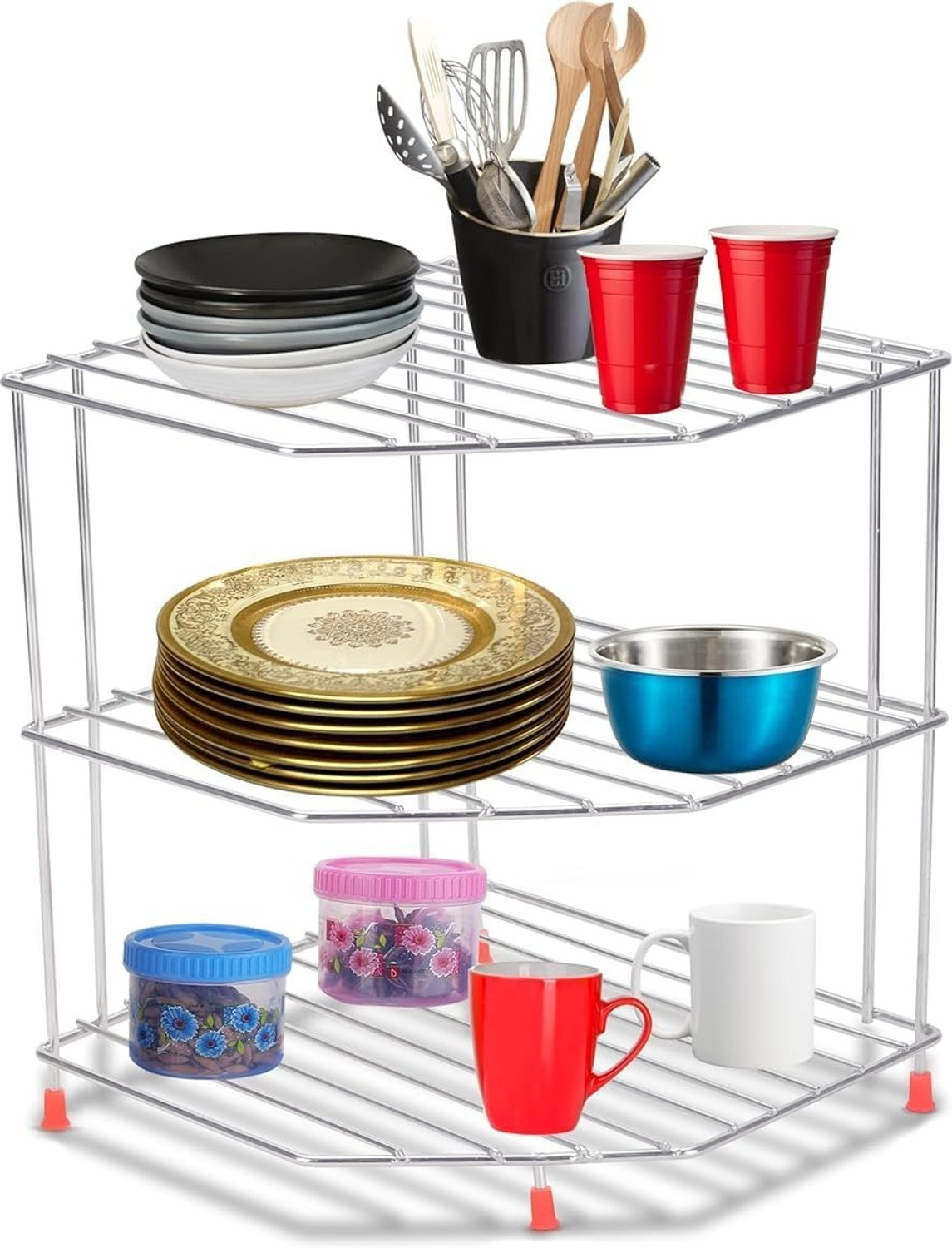 Zebzo Utensil Kitchen Rack Premium Stainless Steel Kitchen Organizer Storage Rack Steel - Image 1