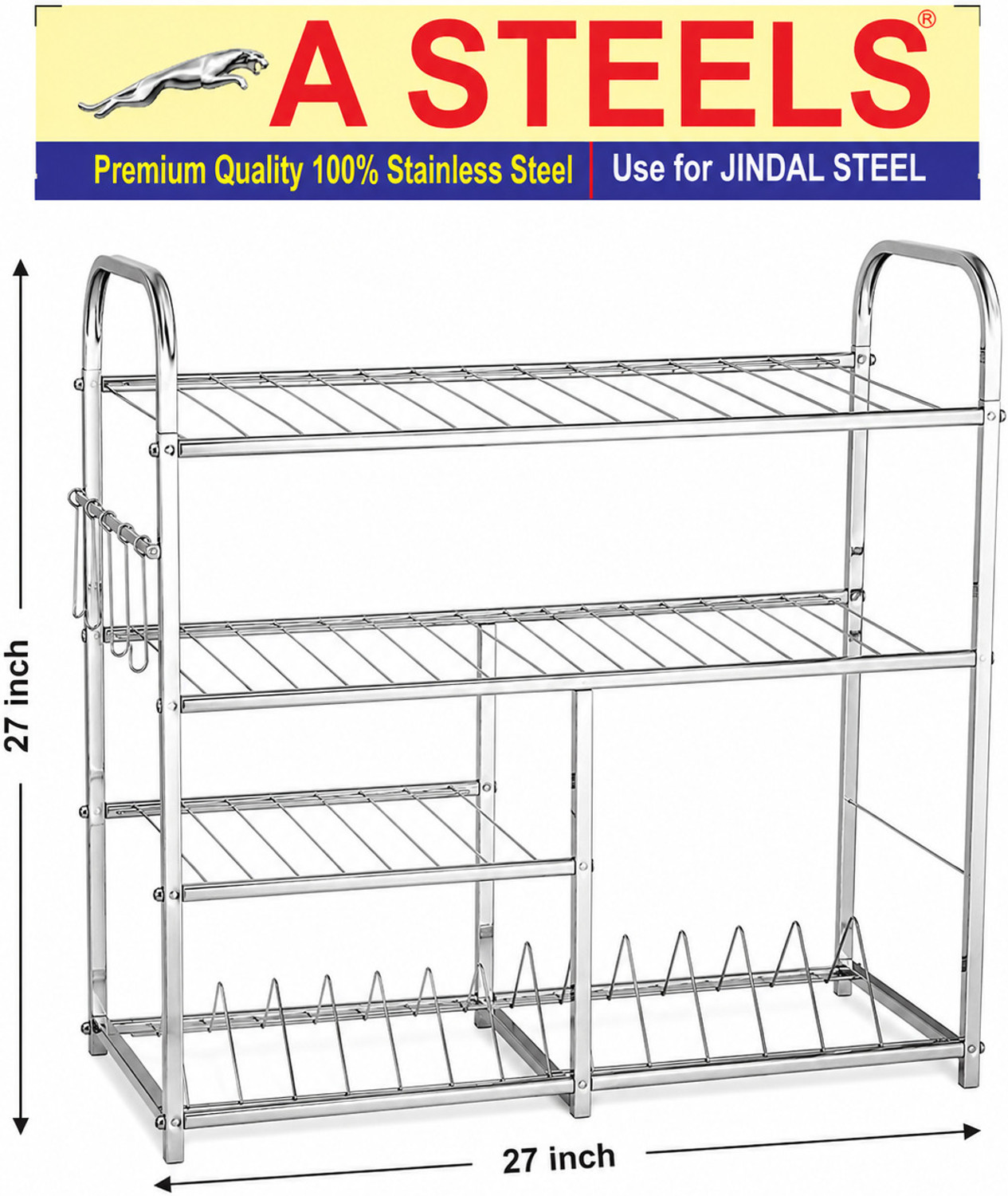 Asteels Utensil Kitchen Rack 27*27 A STEELS Steel - Image 1