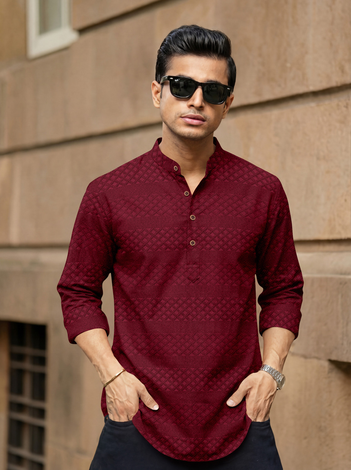 VELLOSTA Men Self Design Straight Kurta - Image 1