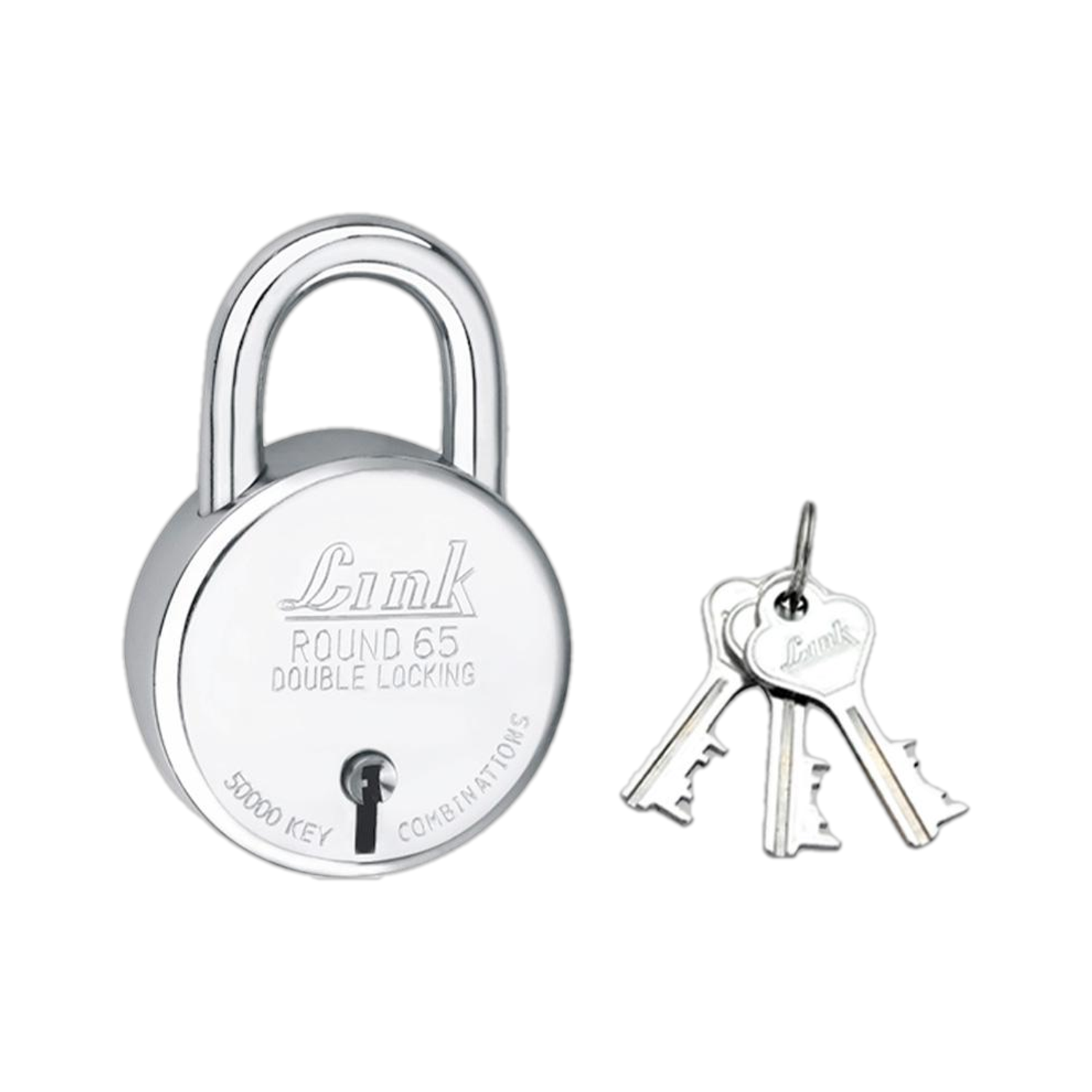Link 65mm New Round Steel Padlock (Silver) - Image 1
